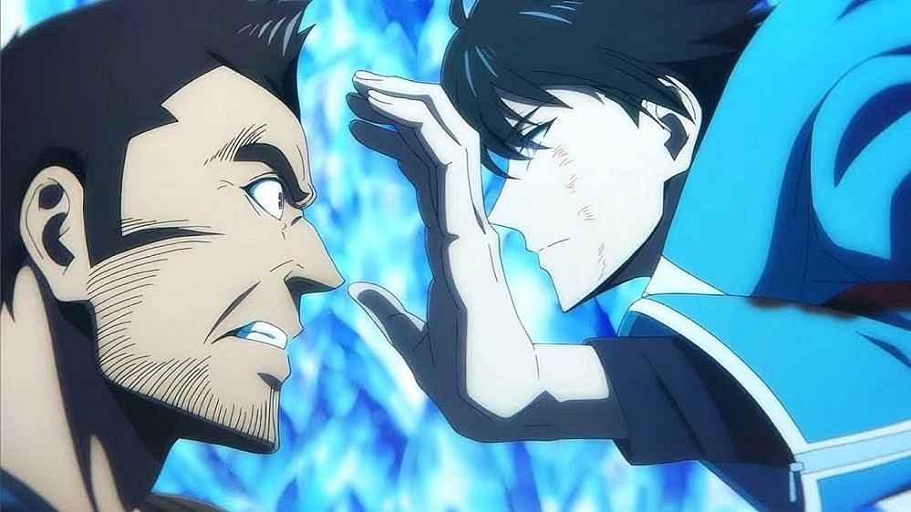 Hwang Dongsuk fighting Sung Jinwoo in the anime (Image via A-1 Pictures).