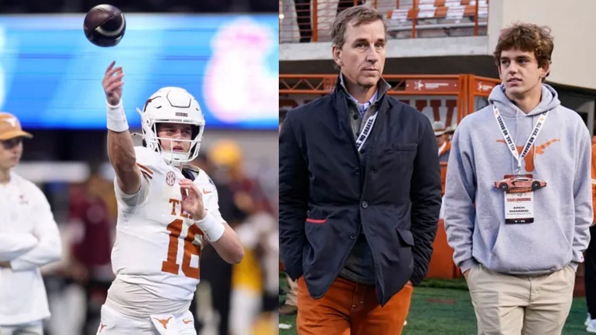 Texas quarterback Arch Manning and his father, Cooper Manning