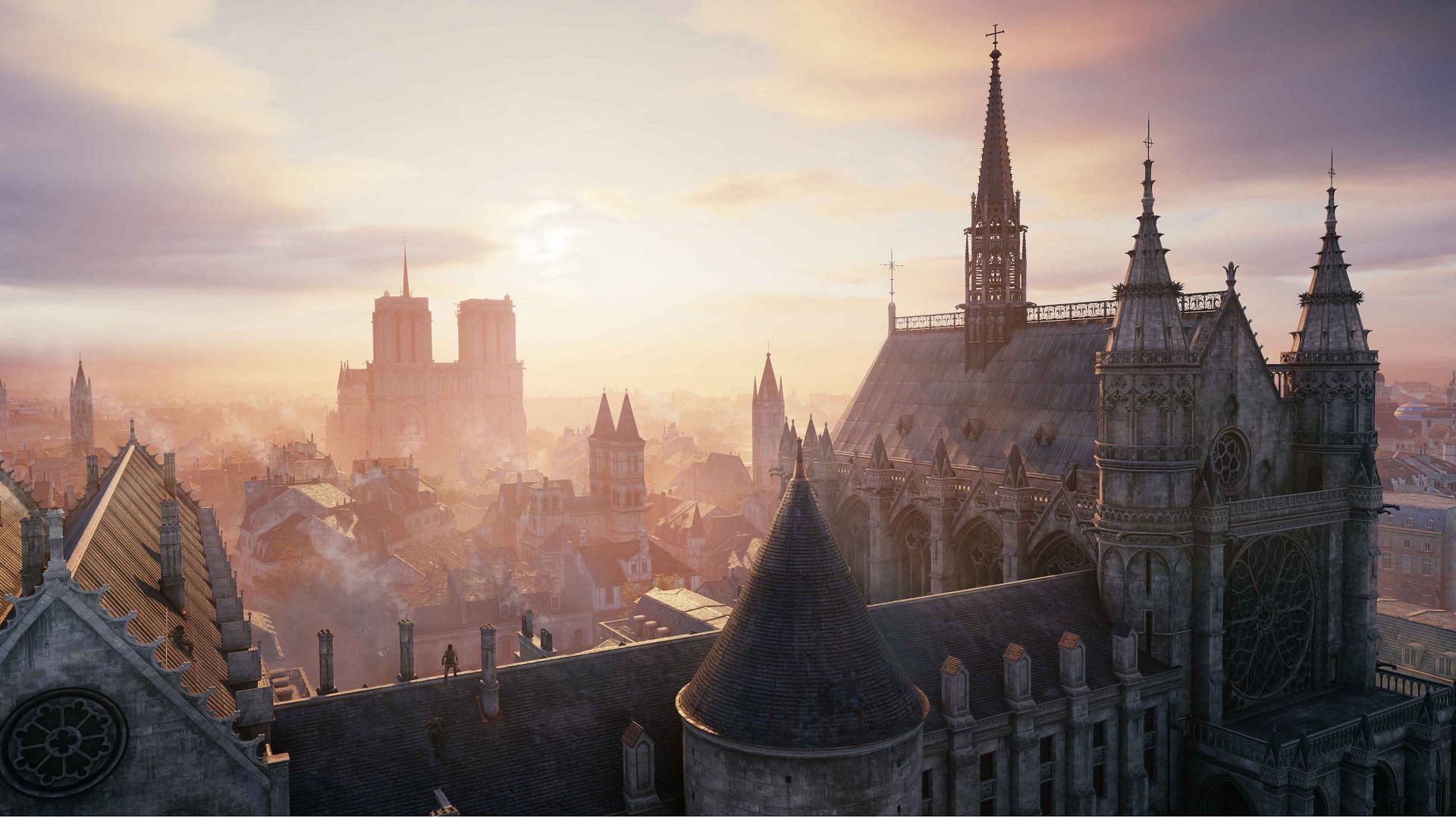 The game features a turmoiled Paris worth marveling at (Image via Ubisoft)