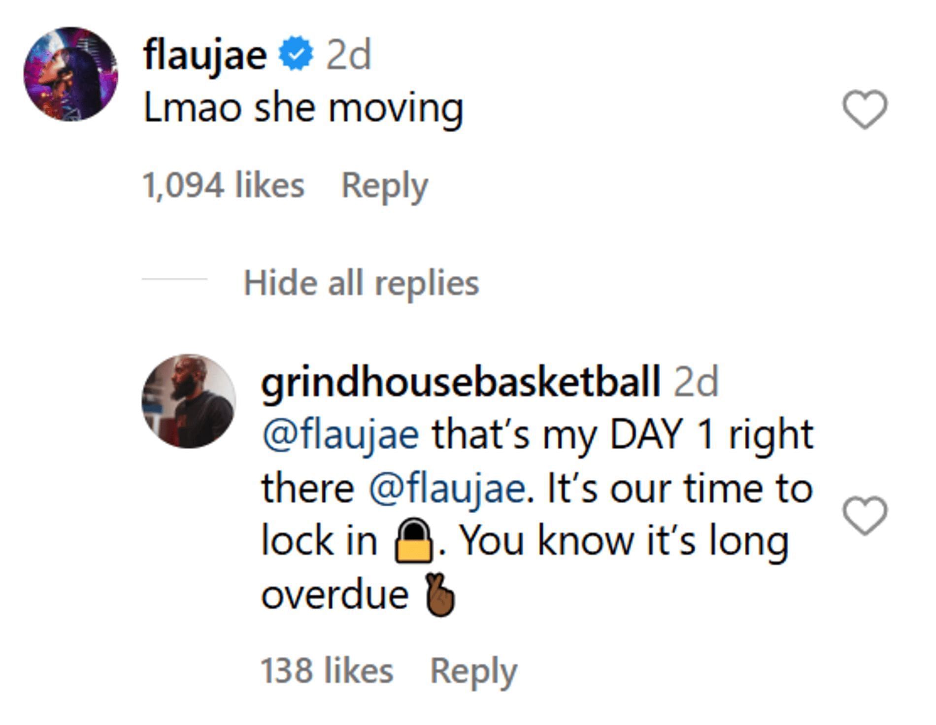 Flau&#039;jae Johnson and coach Marcus Walker discuss five-star 2026 recruit Addison Bjorn (source: Instagram/ grindhousebasketball)