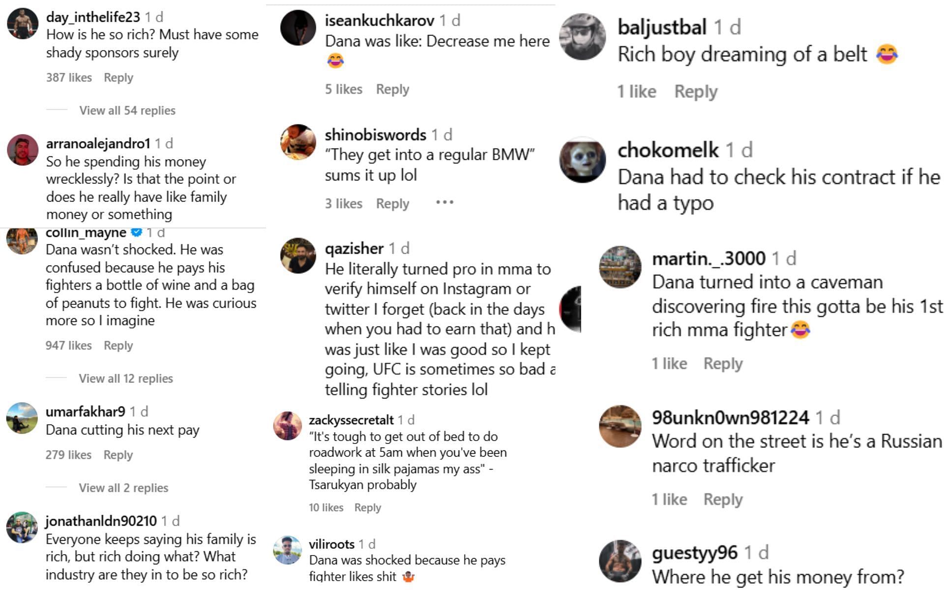 Fans react to Arman Tsarukyan&#039;s hilarious interaction with Dana White. [Screenshots courtesy: @homeoffight on Instagram]