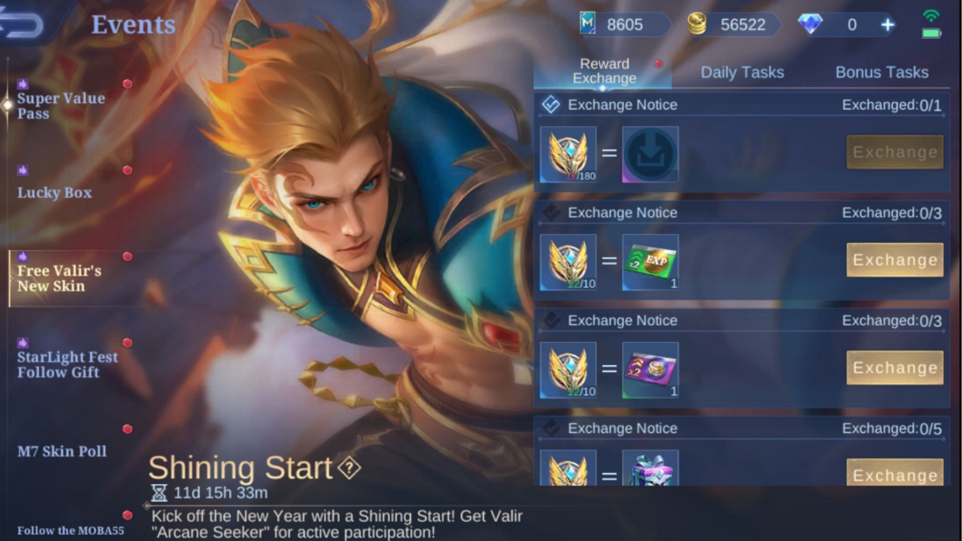 All Mobile Legends Bang Bang Shining Start event rewards (Image via Moonton)