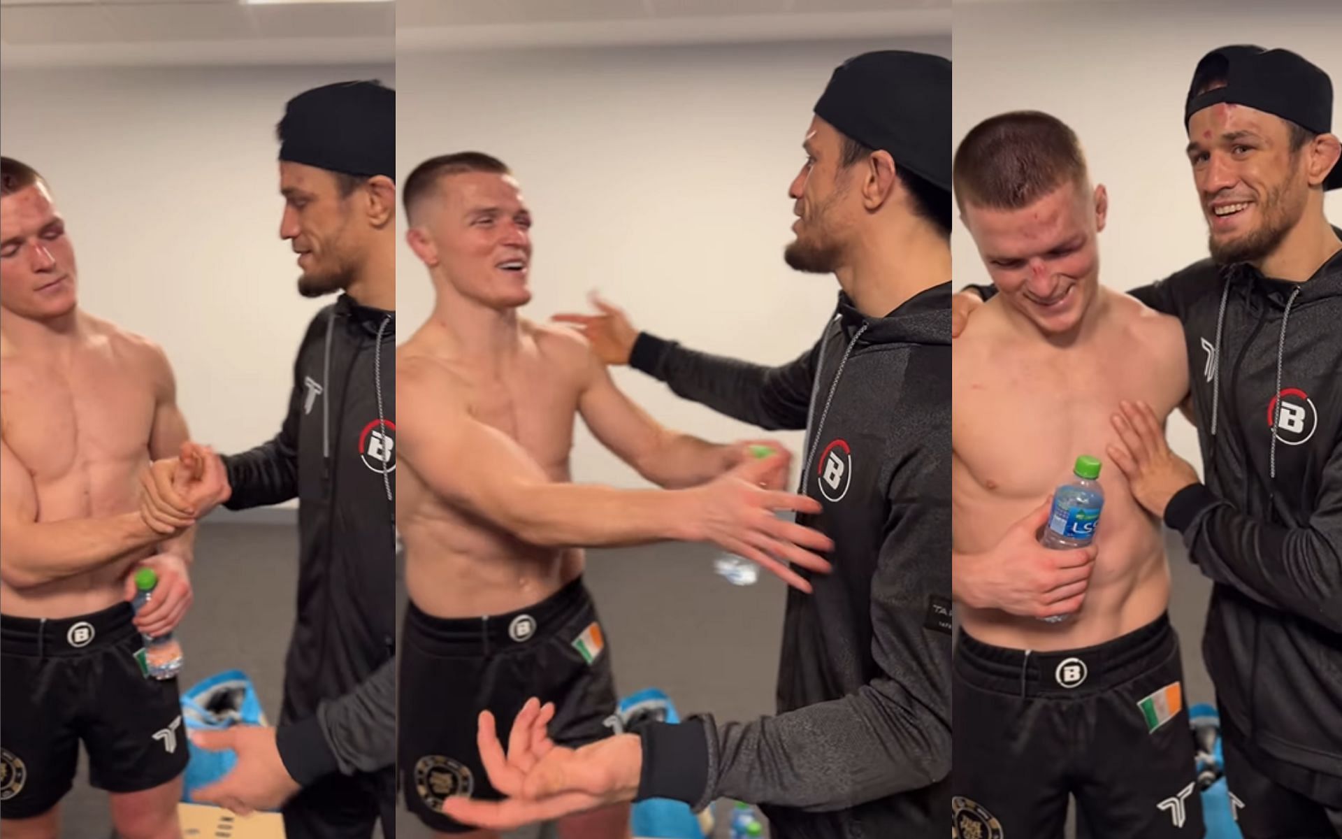 Paul Hughes (left in photos) and Usman Nurmagomedov (right in photos) share touching moment after war at PFL Dubai [Images courtesy: @pflmma on Instagram]