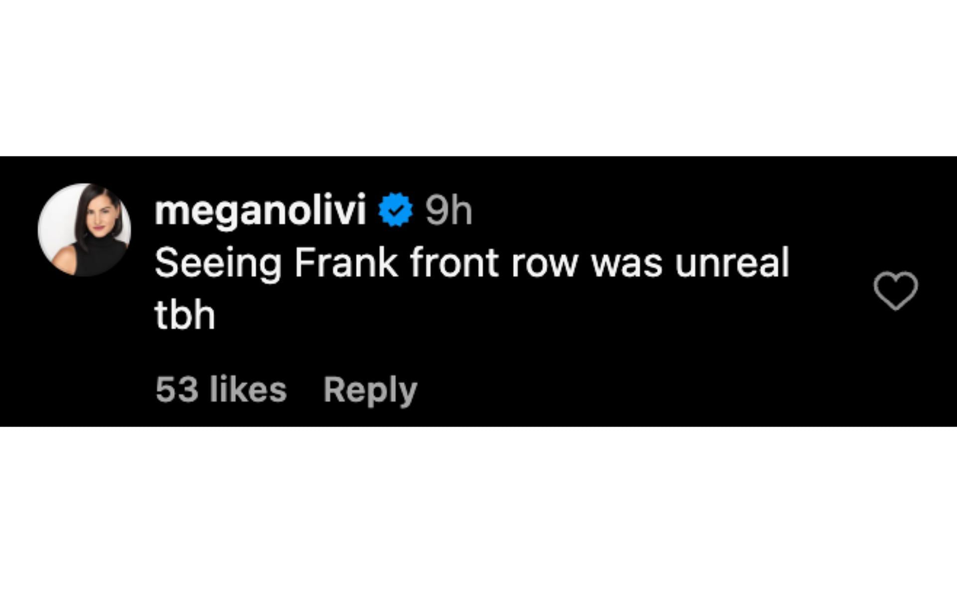 Screenshot of Megan Olivi&#039;s comment.