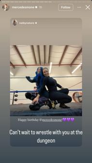 Screengrab of Mercedes Mone's Instagram Story (source: Mone's Instagram account)