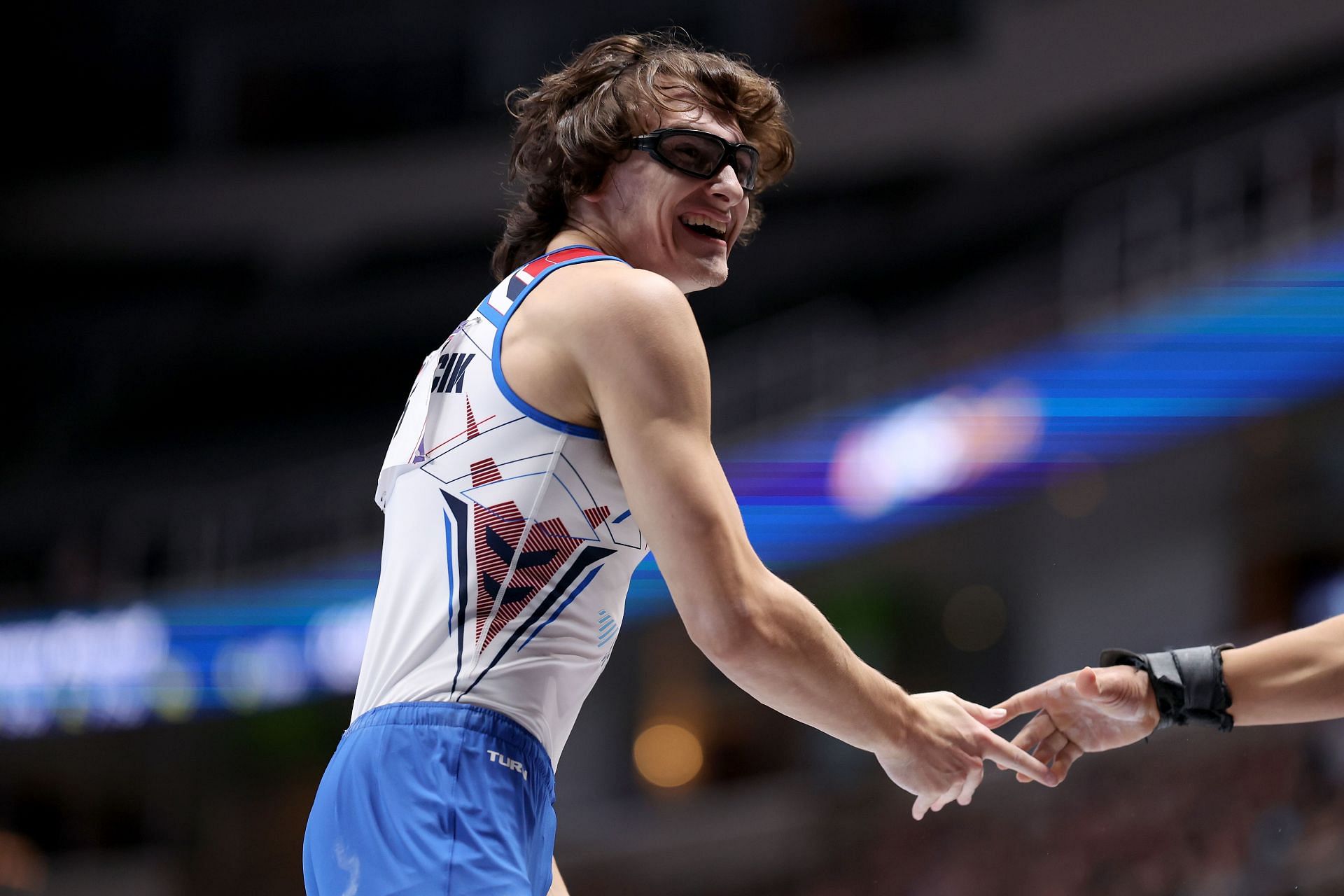 Stephen Nedoroscik during his pommel horse routine at the SAP Center on the third day of the 2023 World Gymnastics Championships (Image via: Getty Images)