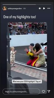 A snapshot of Ashley Newgraden's Instagram story (@ashleynewgarden)