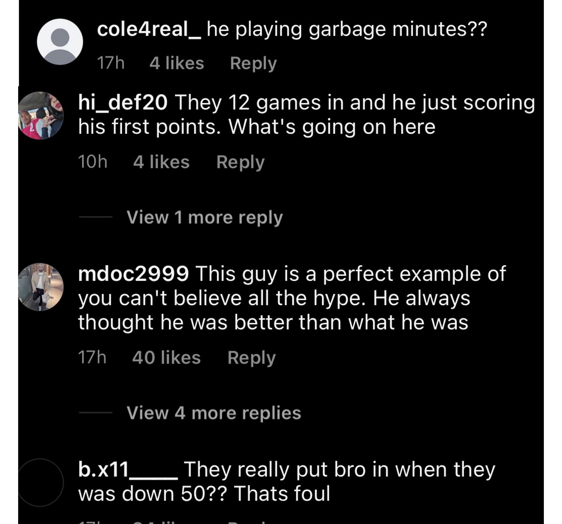 Fans comment on Mikey Williams scoring his first points for UFC on IG. Image via @thehoopspill