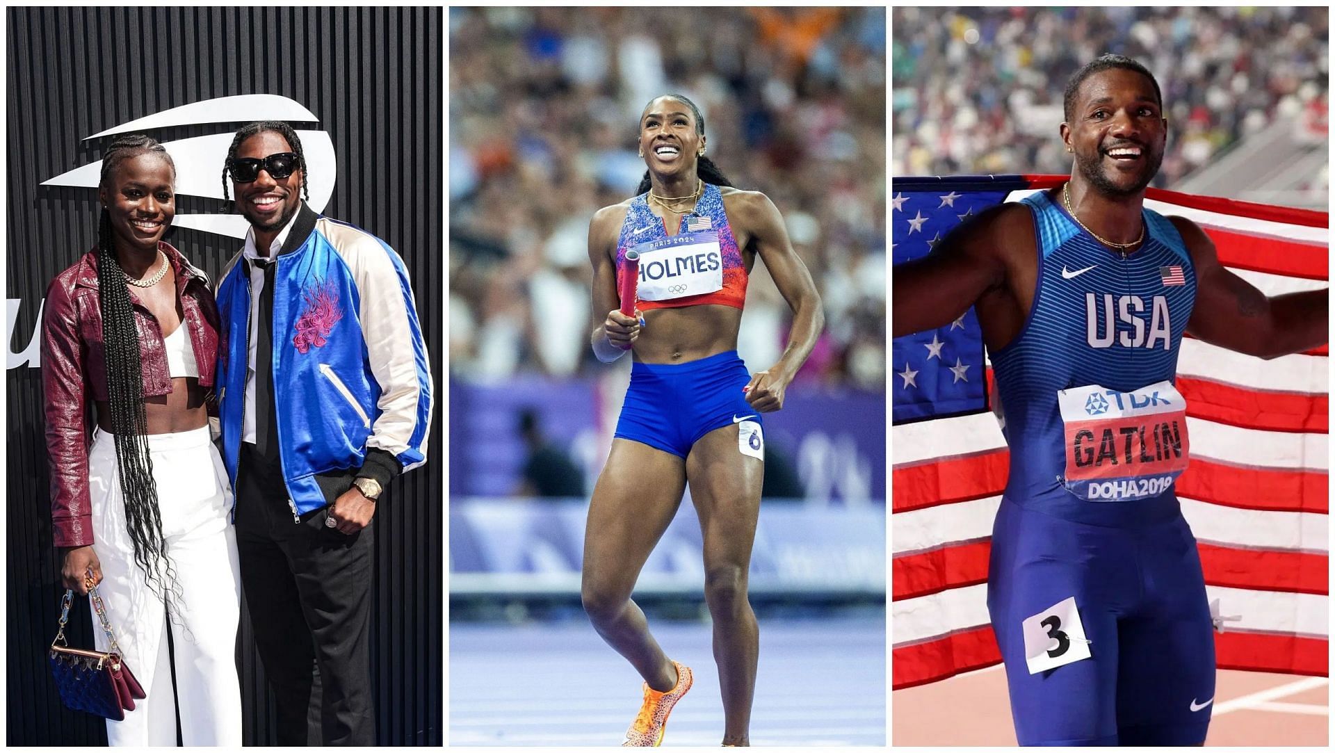 Noah Lyles, Junelle Bromfield, Alexis Holmes and Justin Gatlin