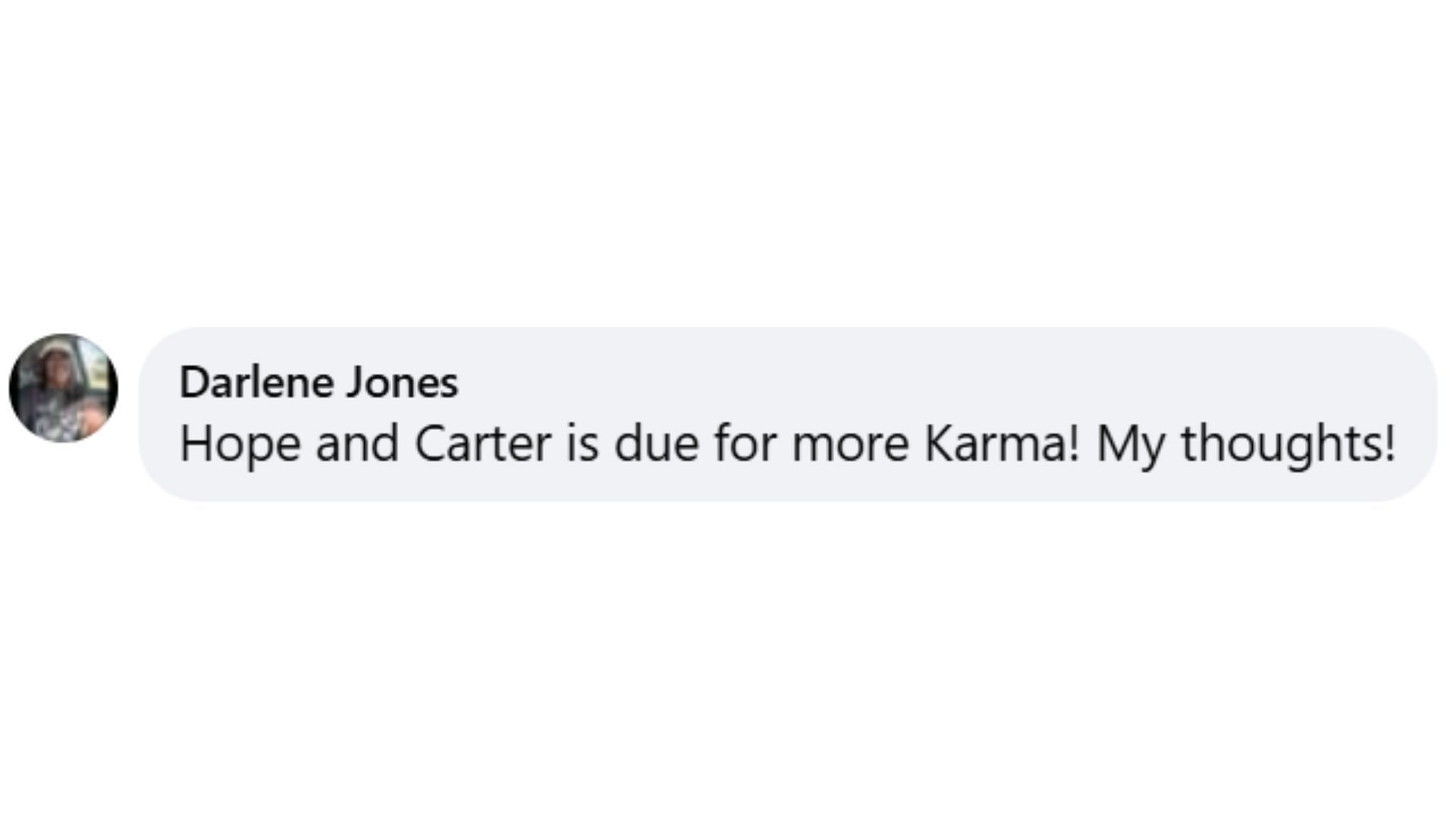 A fan comment about the Hope-Carter-Steffy war (Image via Facebook/@The Bold and the Beautiful)