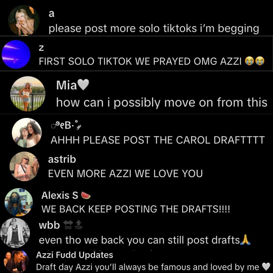 Fan reactions to Azzi Fudd (Credits: TikTok/@azzi35)