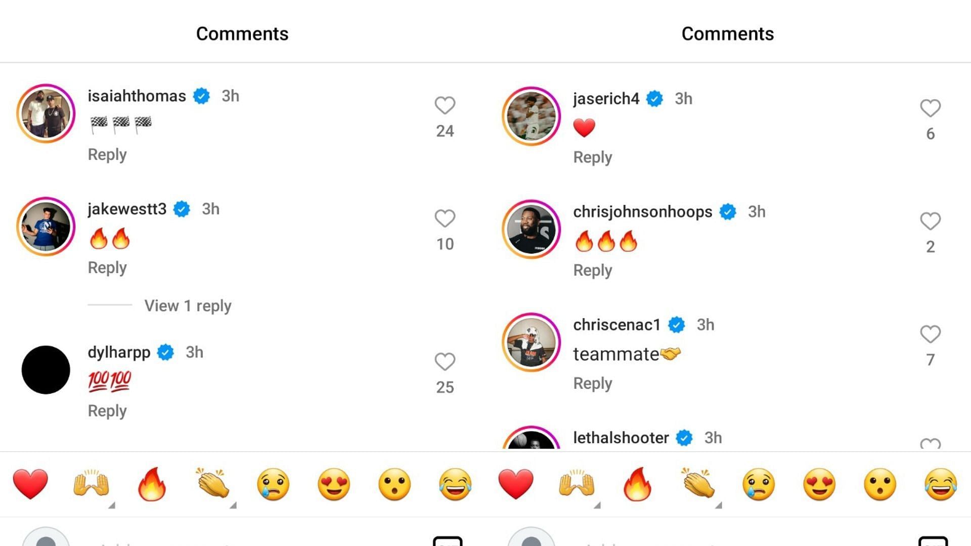 Basketball players reacted to AJ Dybantsa&#039;s Instagram post celebrating his inclusion in the McDonald&#039;s All-American roster. Source: Instagram/@aj.dybantsa