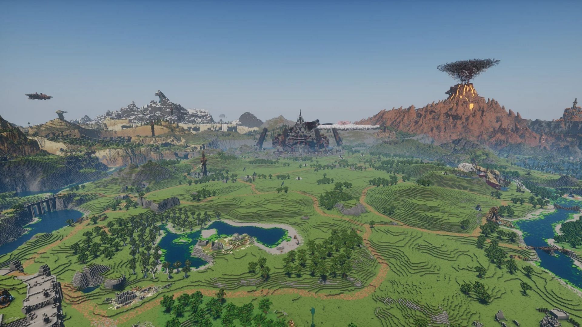 Minecraft fans recreate Breath of the Wild map (Image via u/lg_cuber@Reddit || Mojang Studios)