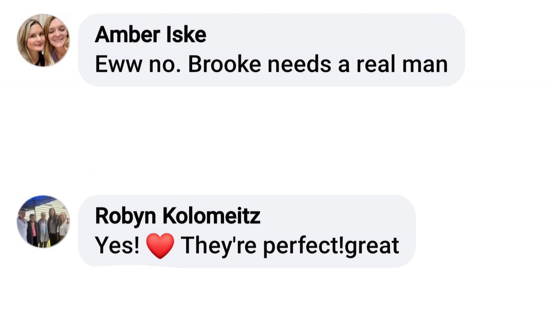 Fans voicing their opinions on Brooke and Jack (Image via Facebook/Kimberly Bernstine-Alexander)