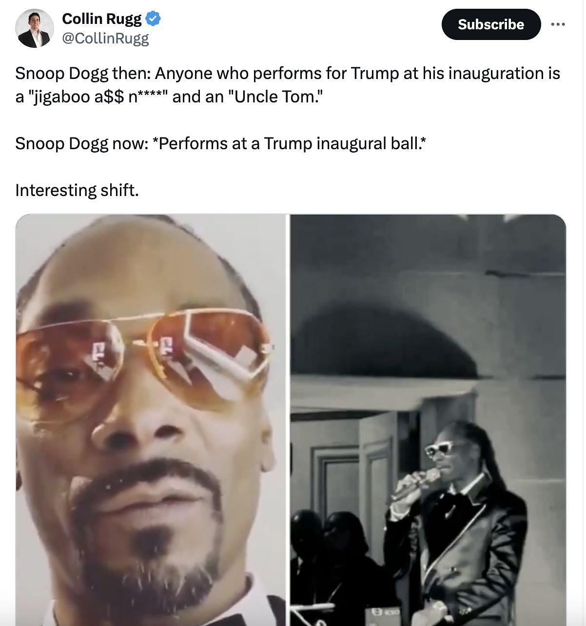 Reactions to Snoop losing social media followers after he performed at Donald Trump&#039;s Crypto Ball(Image via X)