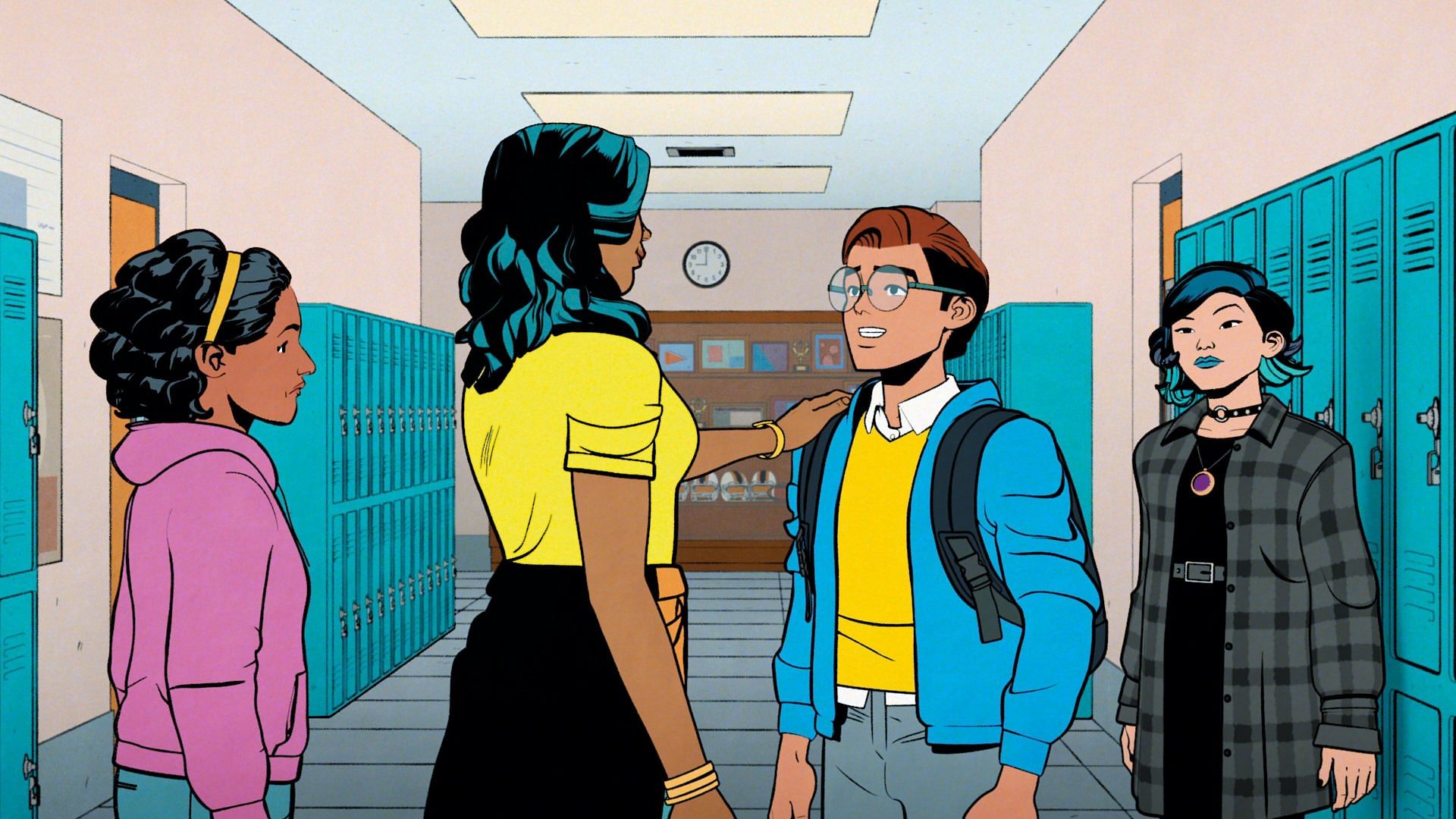 Peter at Midtown High with his friends (Image via Marvel)