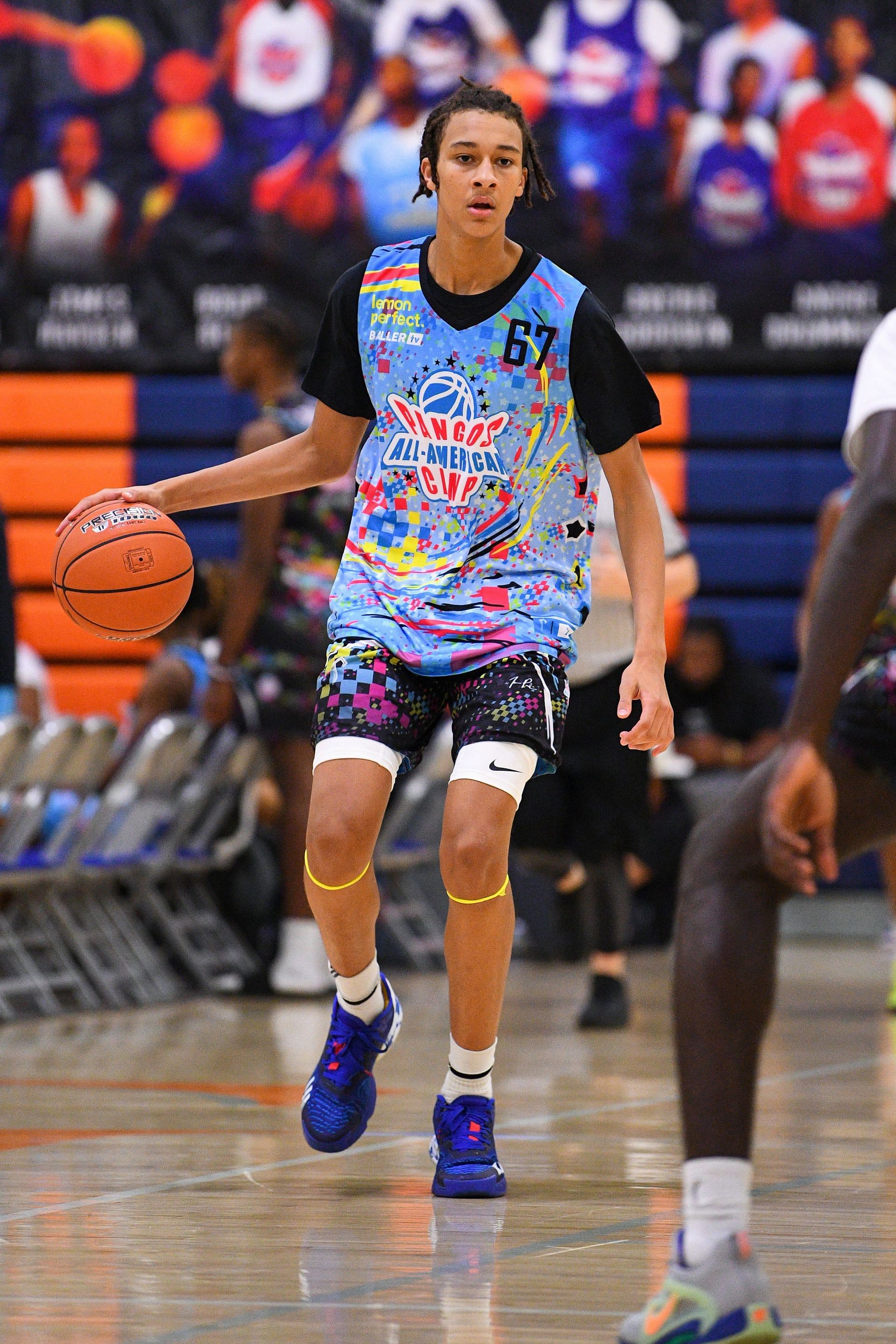 LAS VEGAS, NV - JUNE 05: Nate Ament dribbles up the court during the Pangos All-American Camp on June 5, 2023 at the Bishop Gorman High School in Las Vegas, NV. - Source: Getty