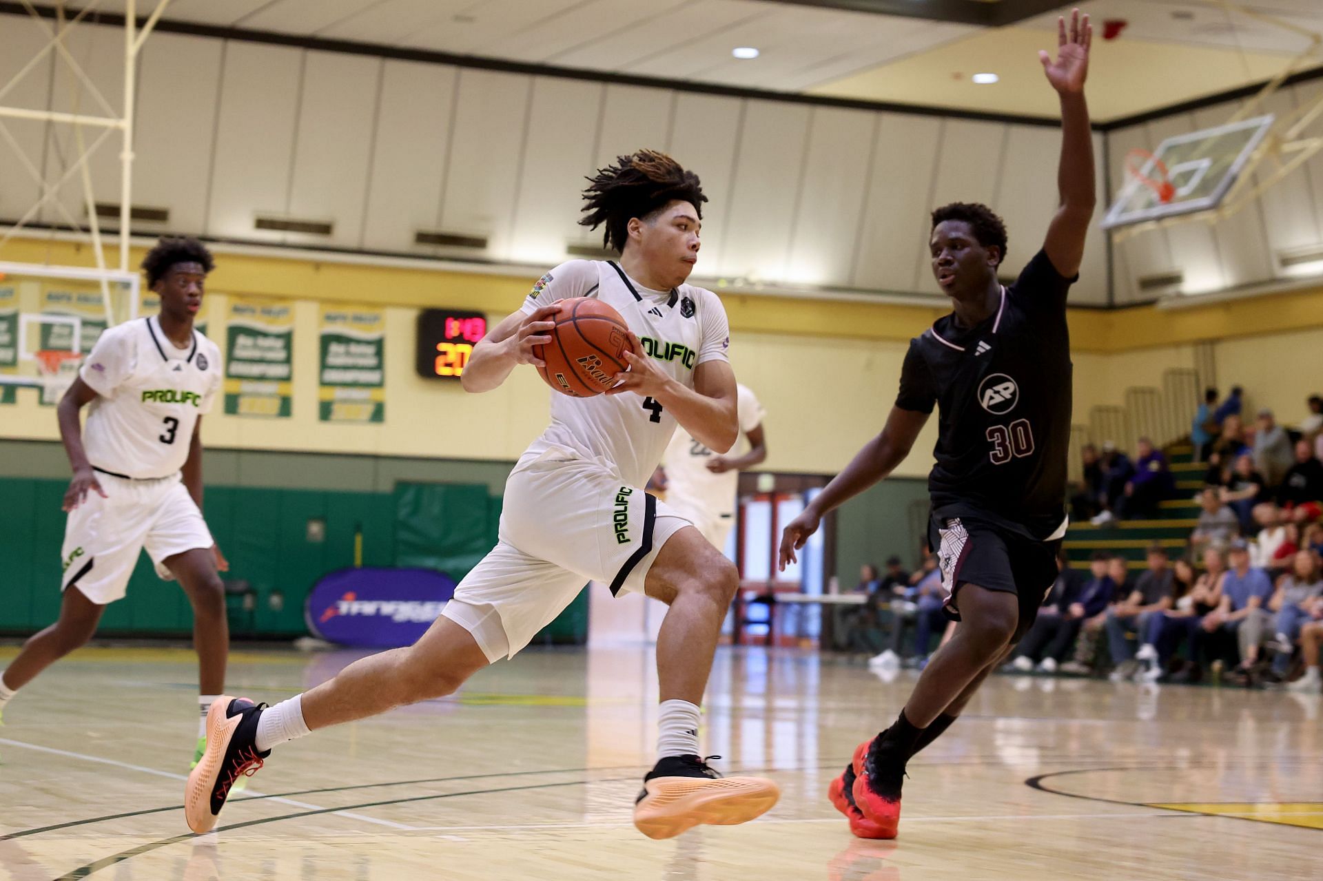 Tyran Stokes #4 of Prolific Prep of Napa Christian plays against Accelerated Prep at Napa Valley College on February 25, 2024 in Napa, California - Source: Getty