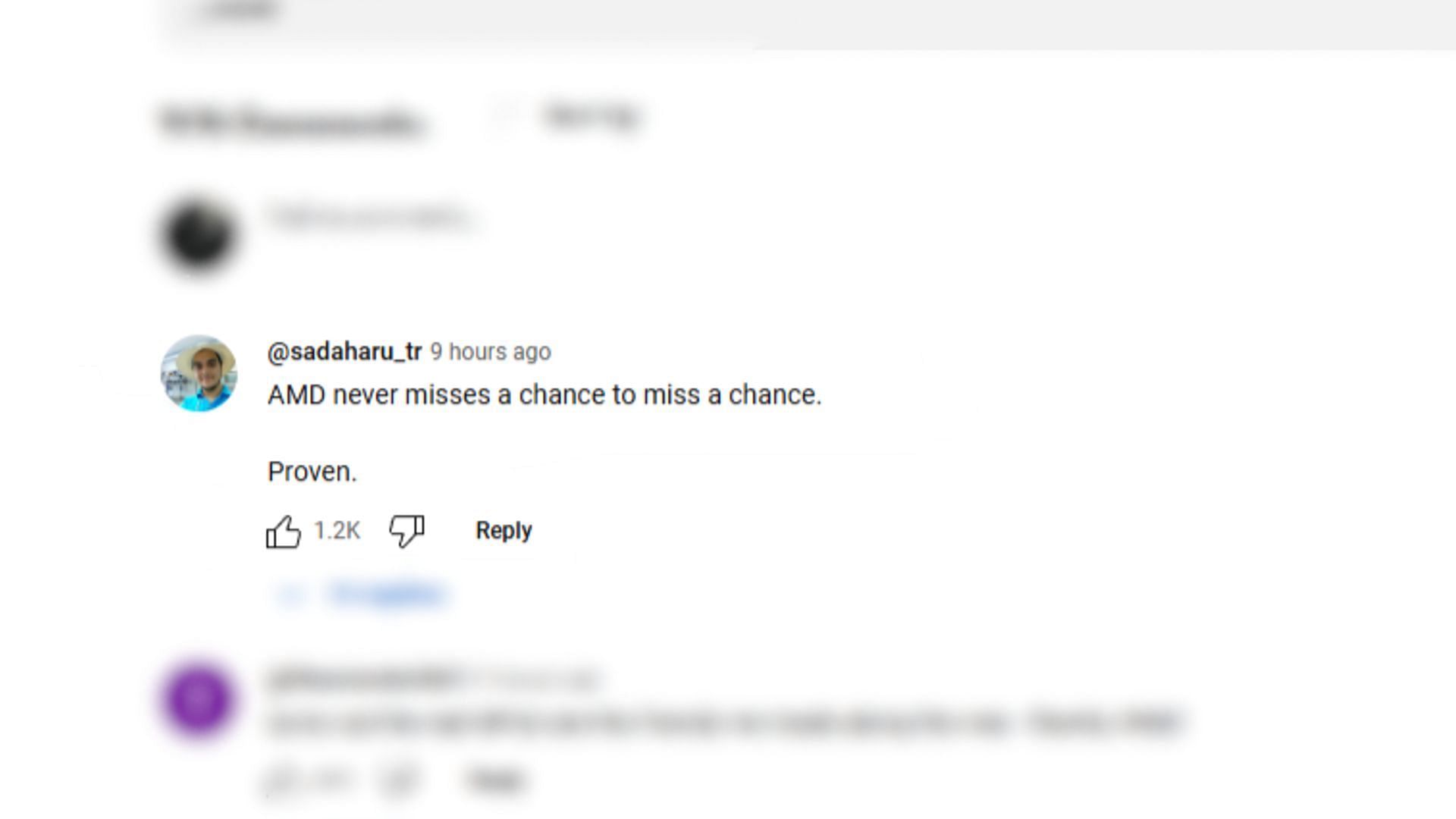 A comment under AMD CES 2025 on YouTube (Image via YouTube)