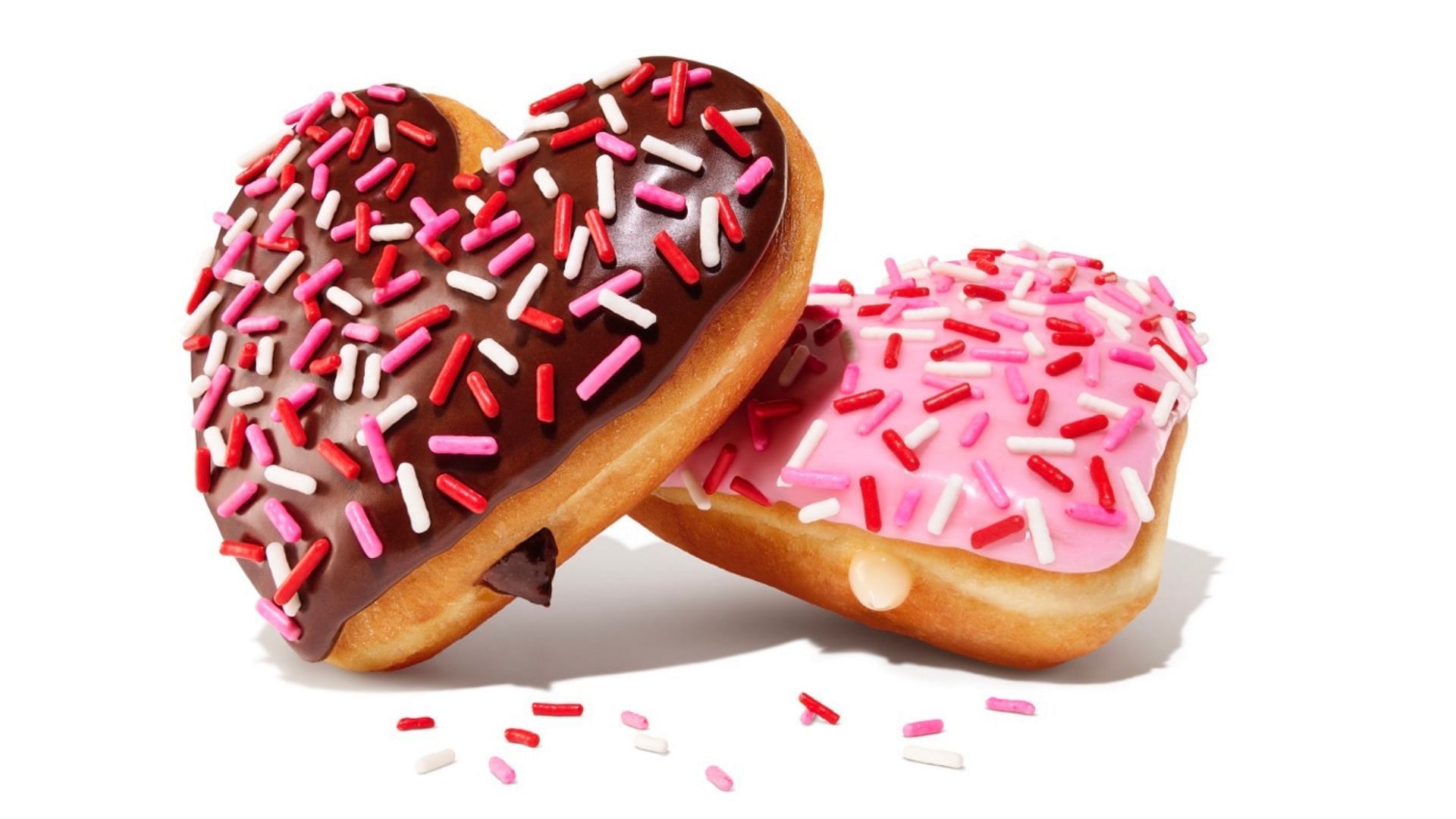 Brownie Batter &amp; Cupids Choice Donuts (Image via Dunkin&#039;)