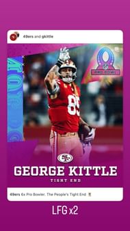 Claire Kittle reacts to her husband's sixth Pro Bowl