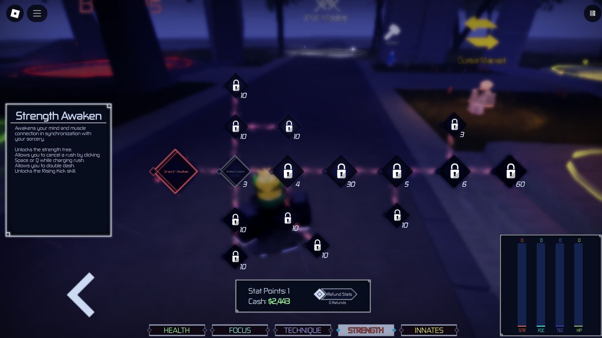 The Strength Skill Tree in the game (Image via Roblox)