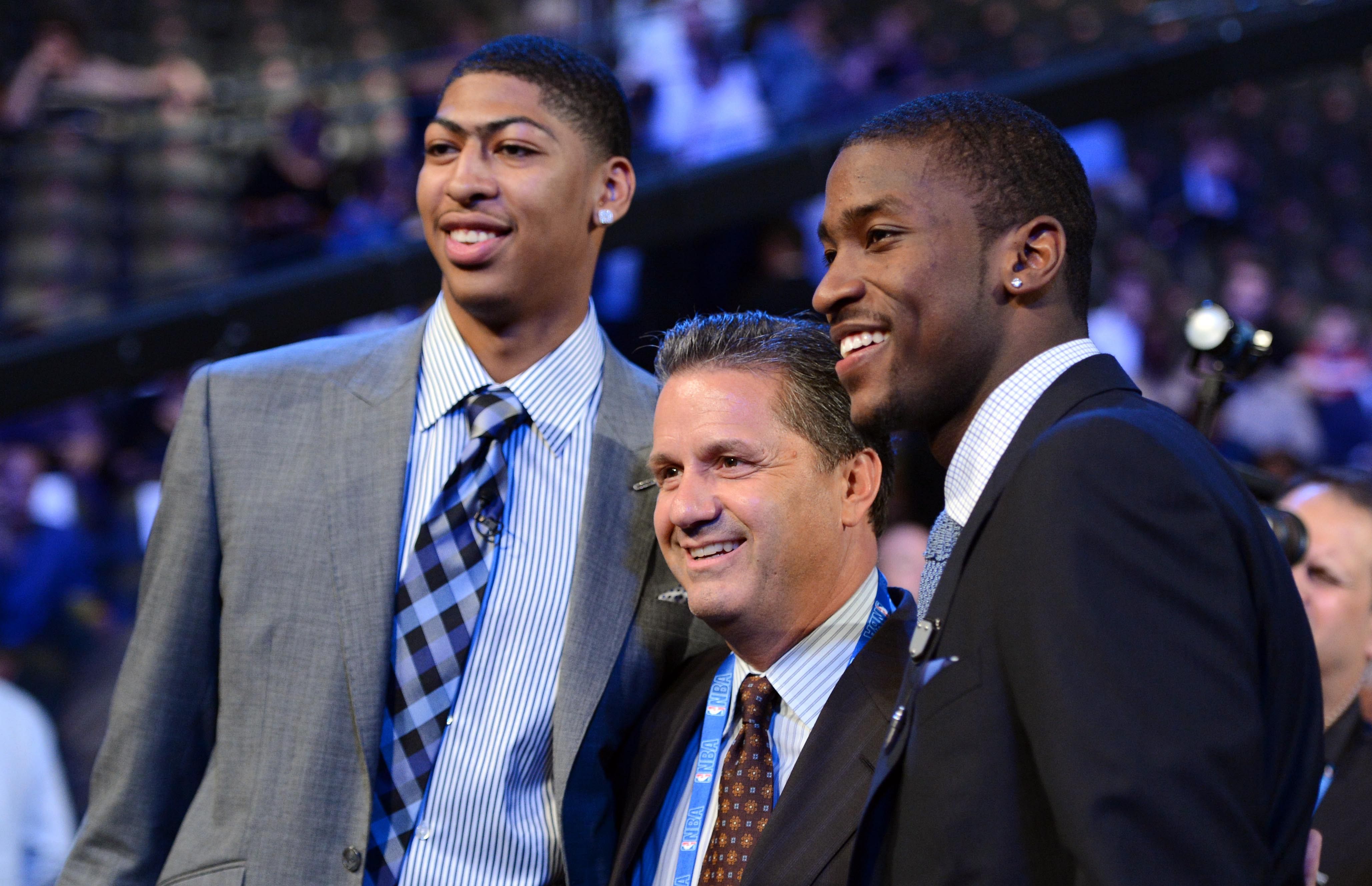 John Calipari with Kentucky products Anthony Davis and Michael Kidd-Gilchrist. - Source: Jerry Lai, Imagn