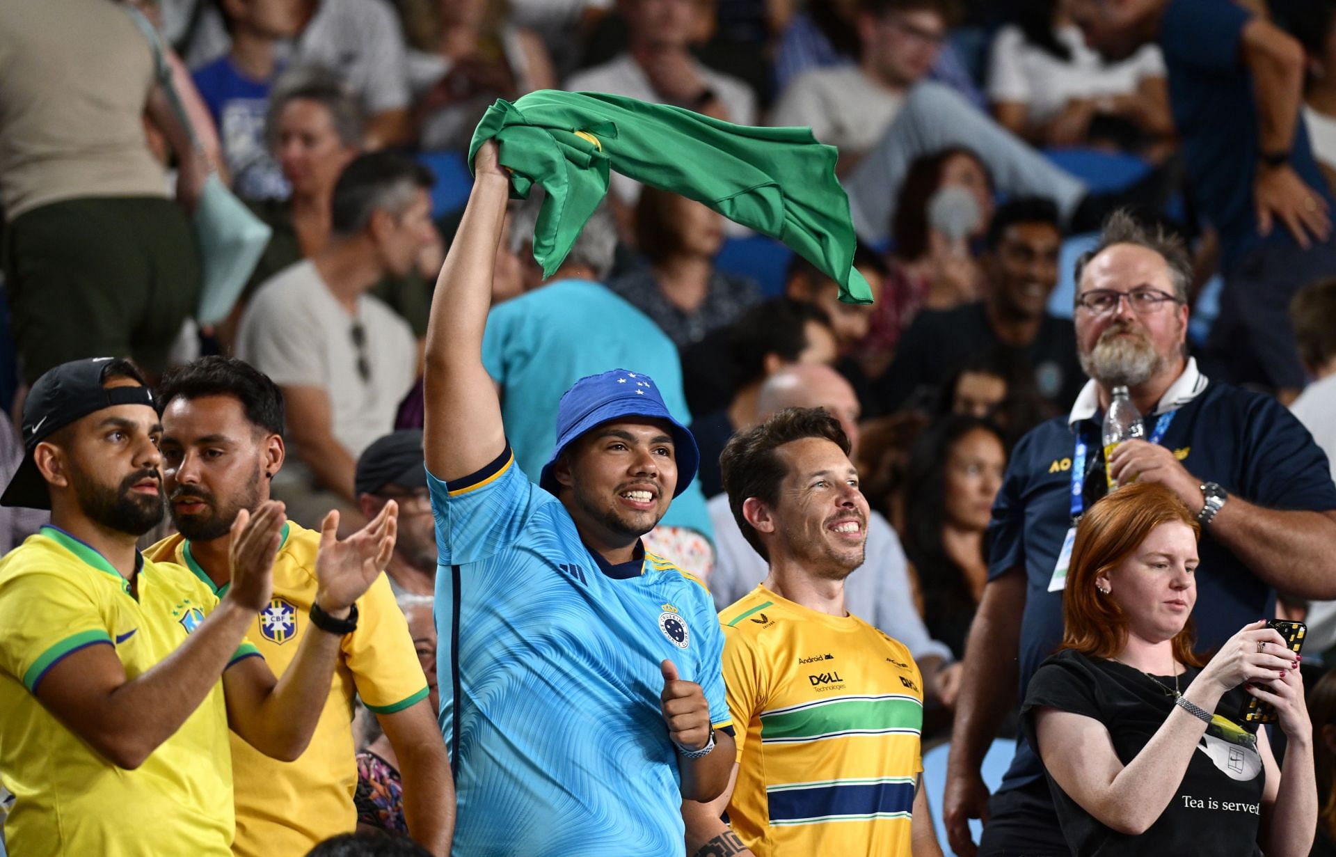 Brazilian fans cheer for Joao Fonseca at the 2025 Australian Open. Source: Getty