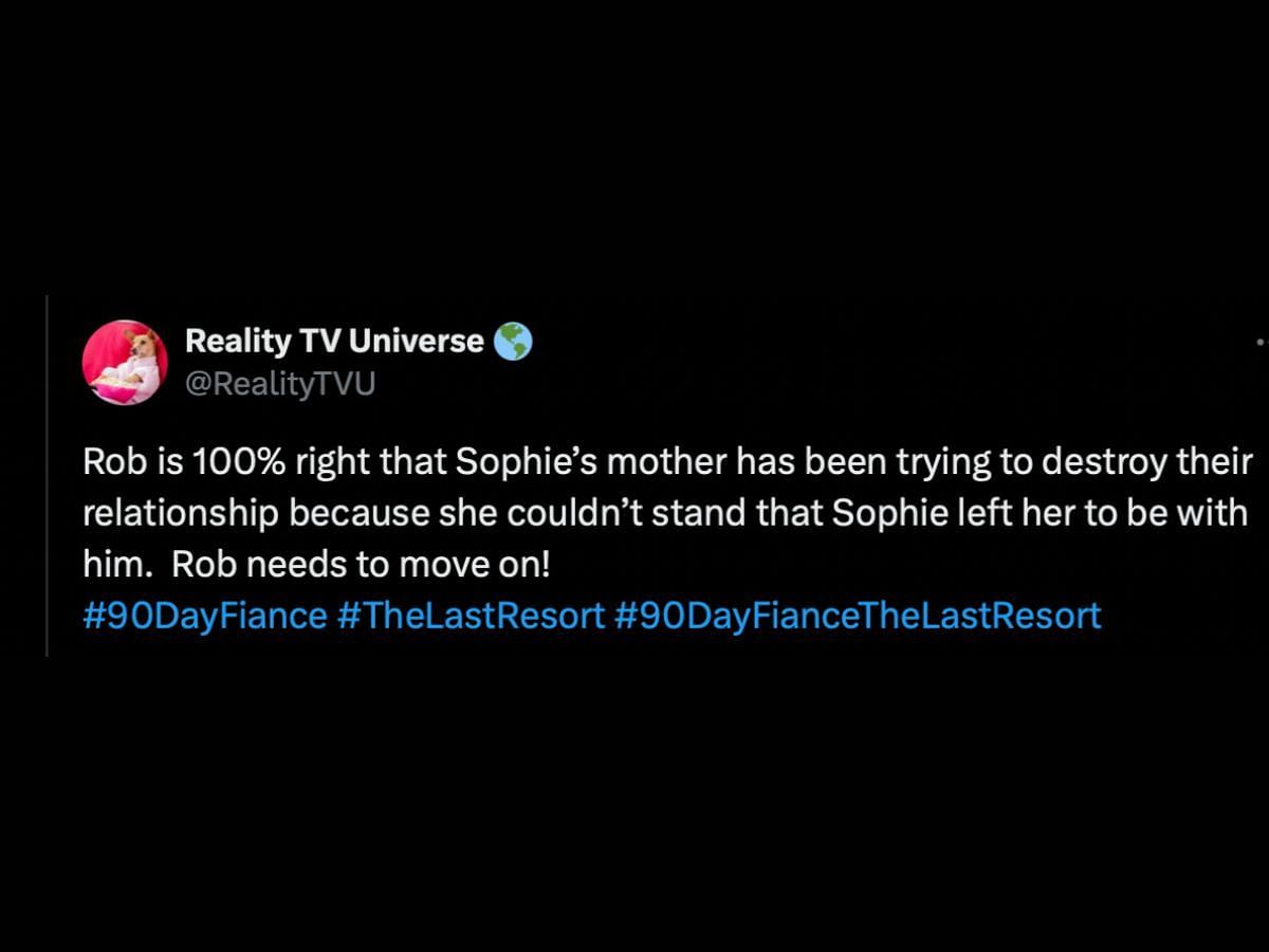 Fans reacted to Sophie&#039;s revelation (Image via X/@RealityTVU)