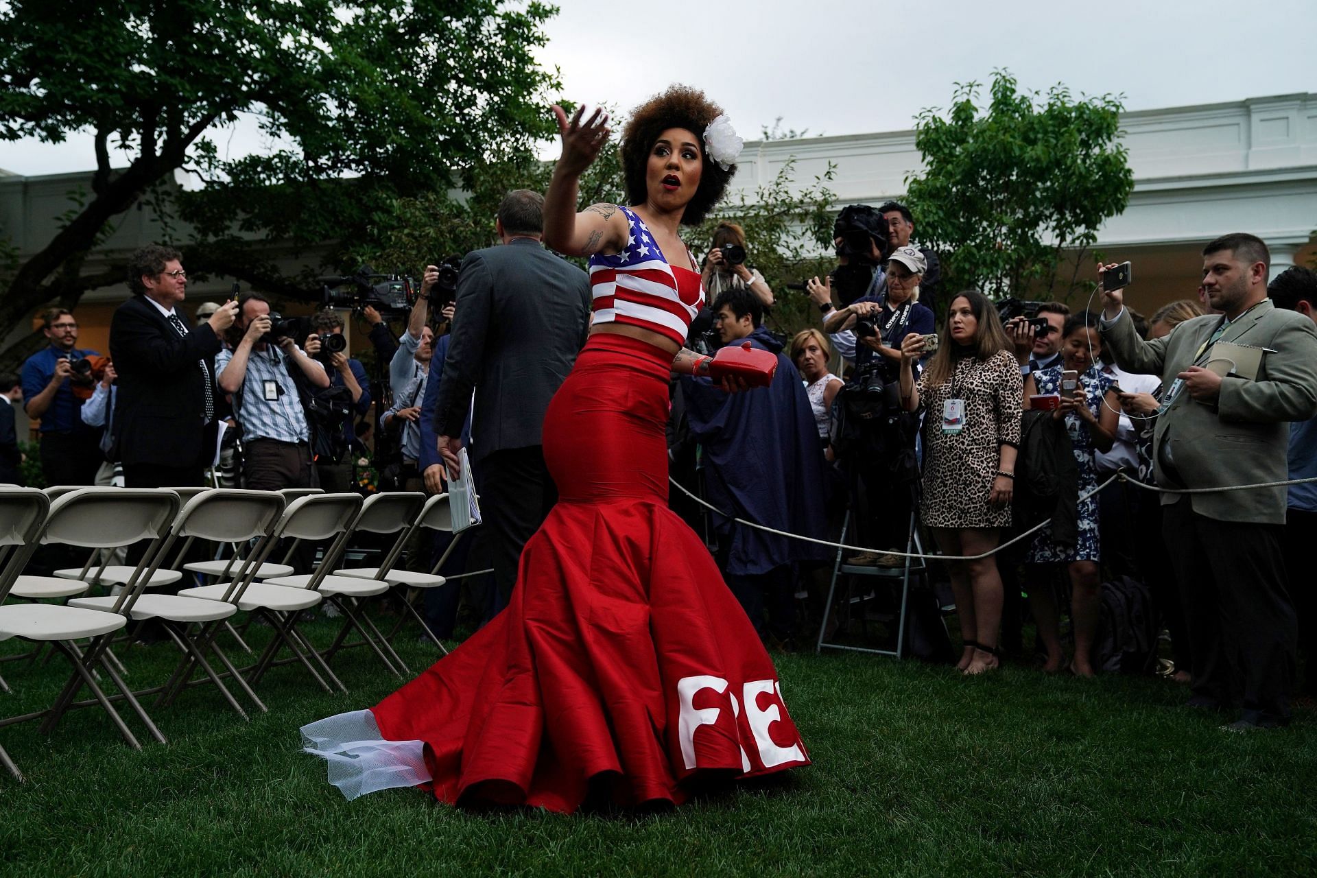 Who is Joy Villa? Biracial singer wears proTrump MAGA gown at