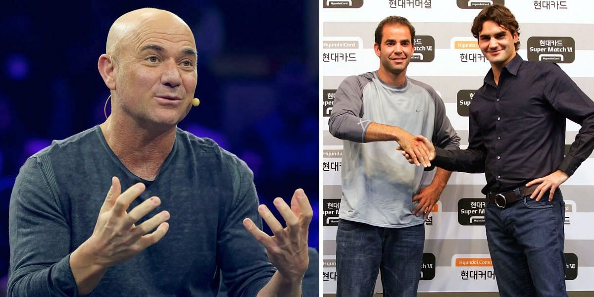 Andre Agassi (L); Pete Sampras and Roger Federer (R) (Image Source: Getty)