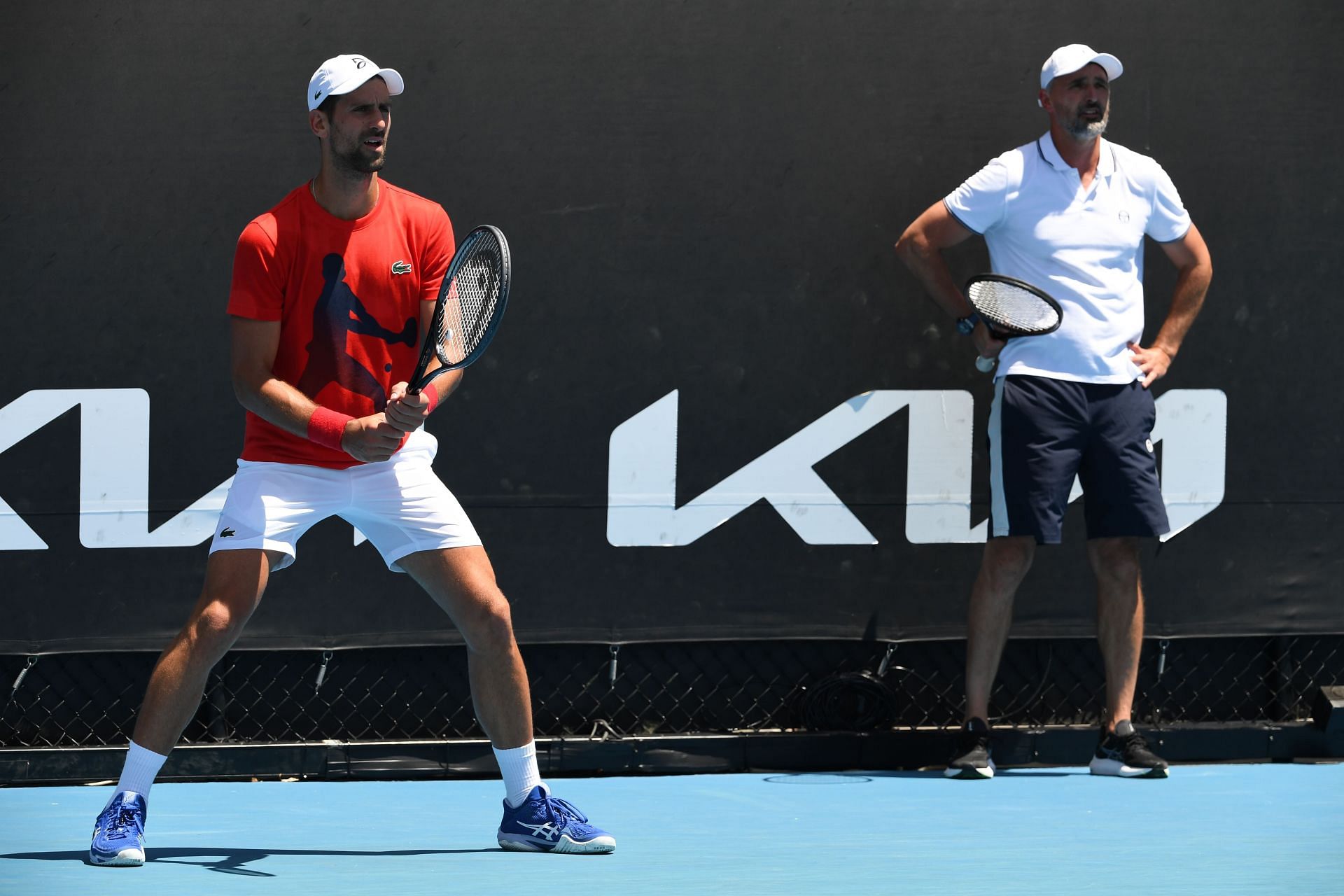 Novak Djokovic and Goran Ivanisevic at the Australian Open 2024. (Photo: Getty)