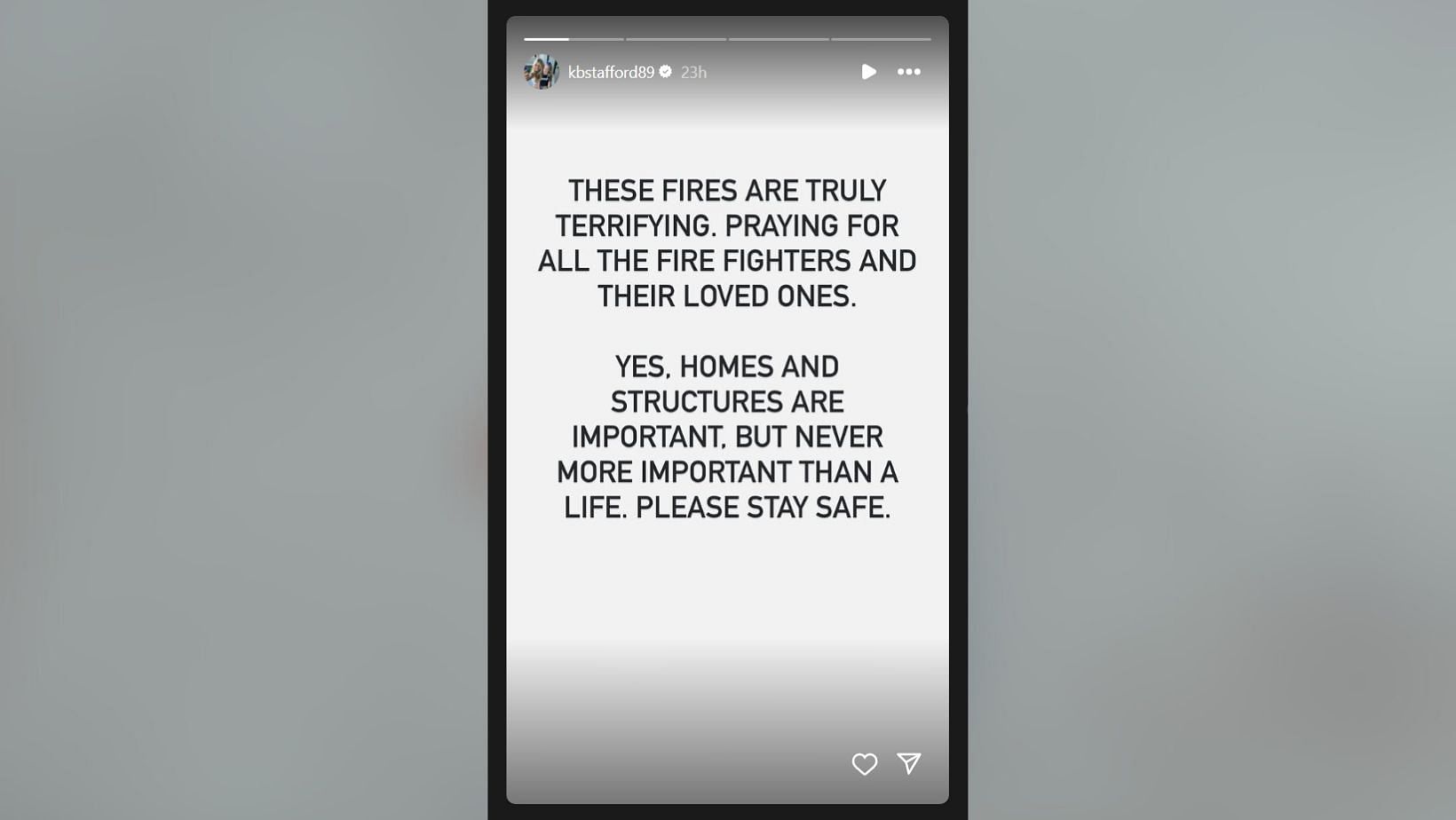 Kelly Stafford shares prayers as LA battles Pacific Palisades wildfire (Image Source: Kelly/IG)