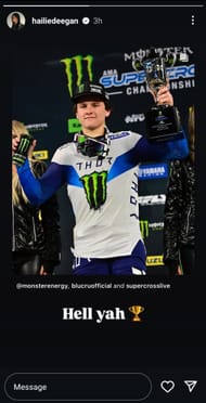 Hailie Deegan's Instagram story