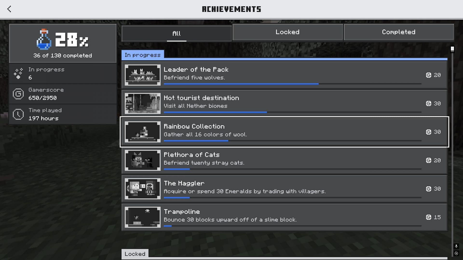 Bedrock Edition&#039;s achievements (Image via Mojang Studios)