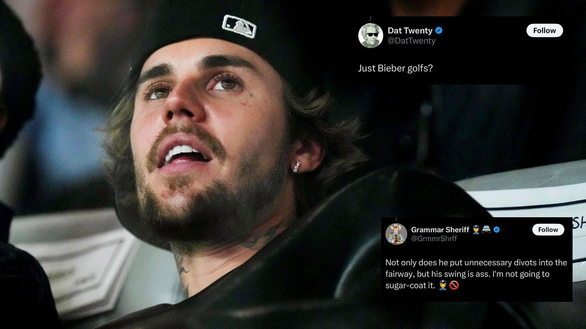 Fans react to Justin Bieber&rsquo;s DoD video. Image via IMAGN and X. 