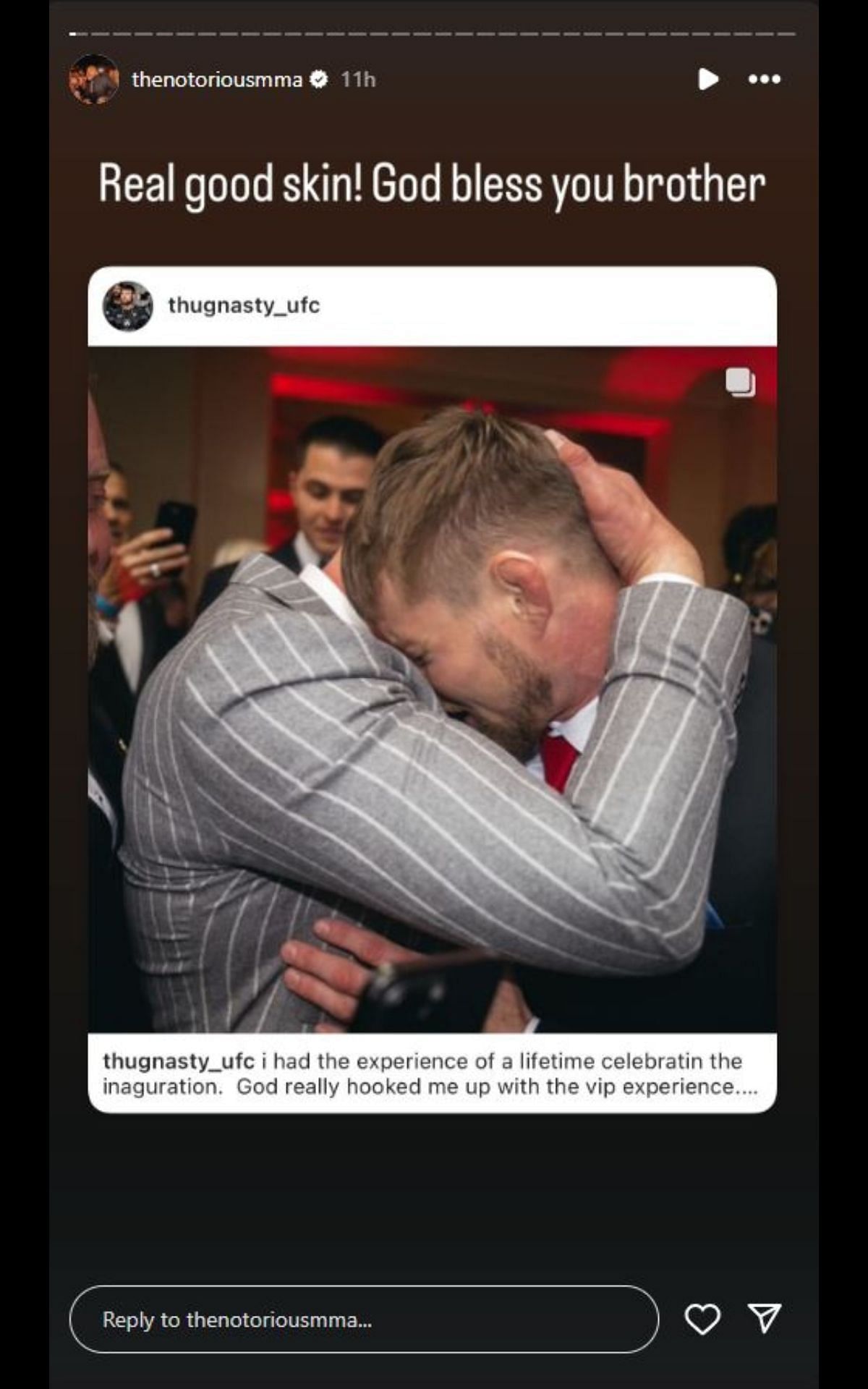 Conor McGregor&#039;s Instagram story. [Image credit: @thenotoriousmma on Instagram]