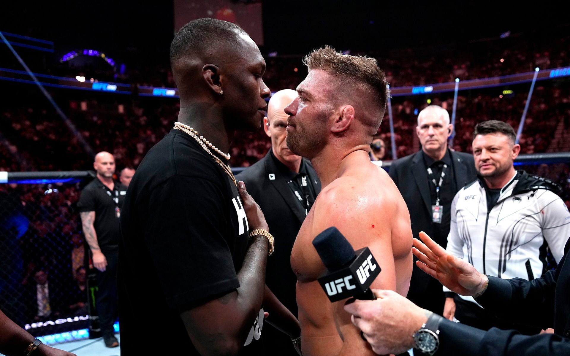 Israel Adesanya (left) and Dricus du Plessis (right) were engaged in a bitter rivalry that culminated in a grudge match in 2024 [Image courtesy: Getty Images]