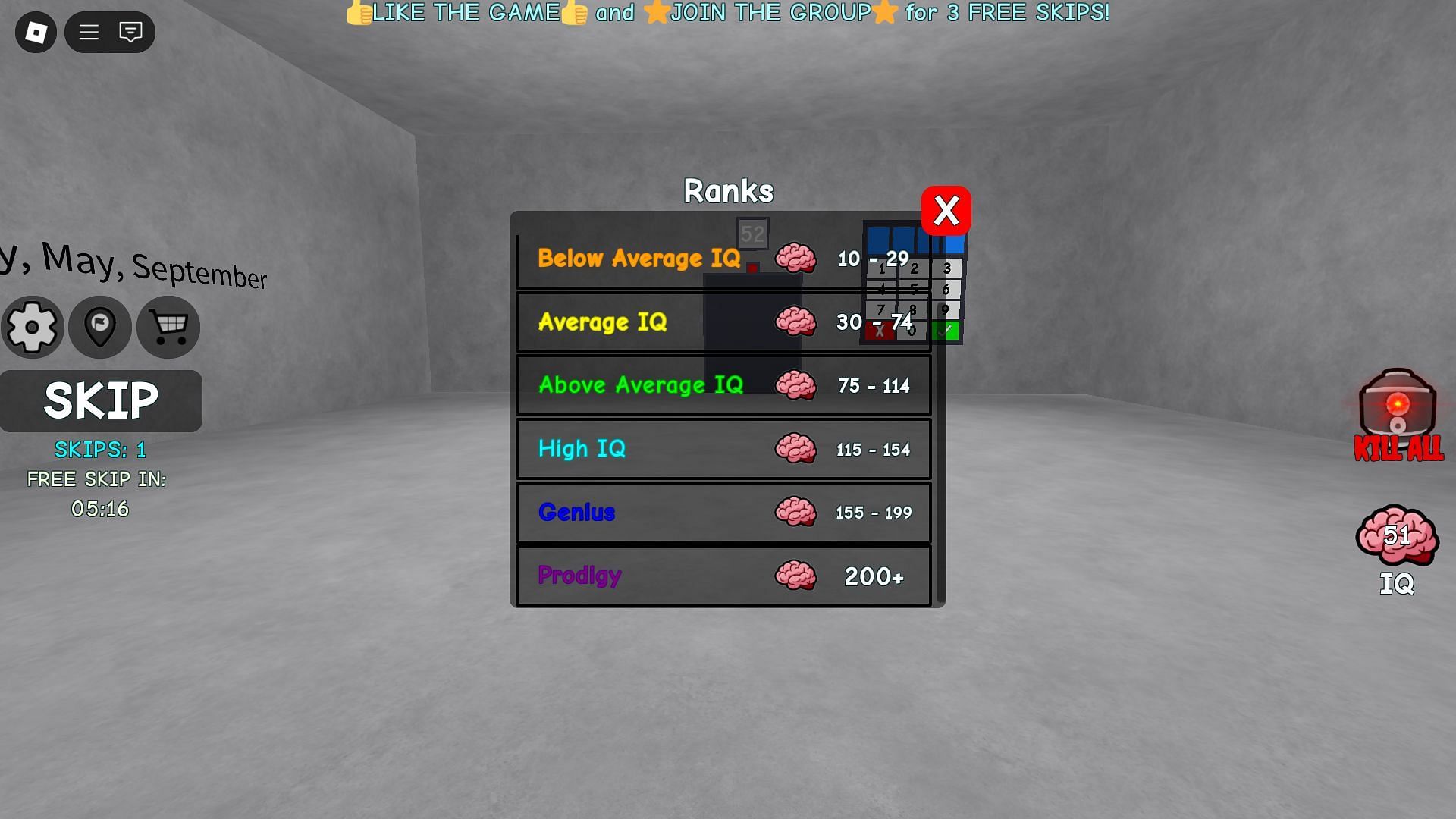 The IQ thresholds (Image via Roblox)