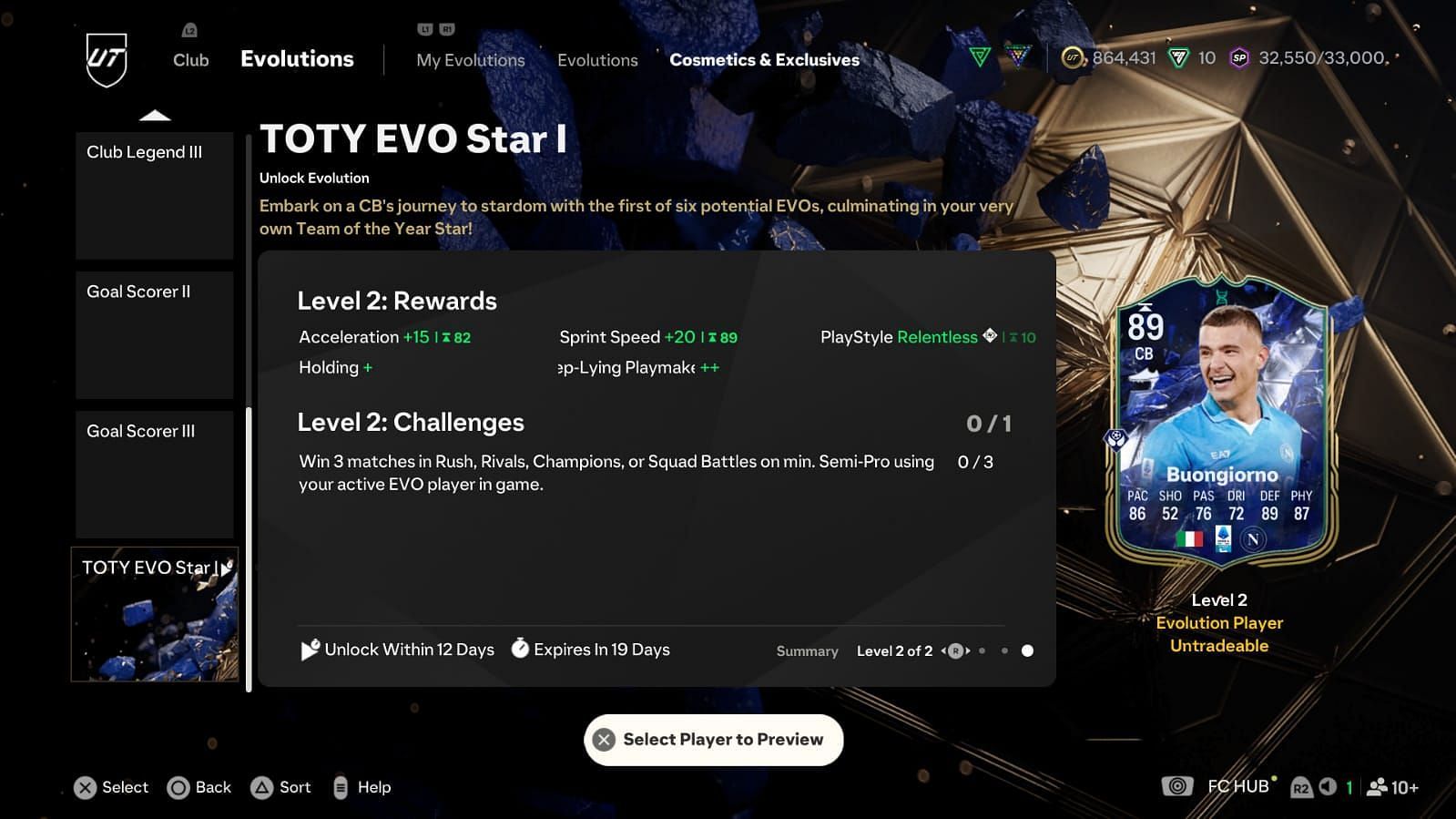 The EVO has two levels (Image via EA Sports)