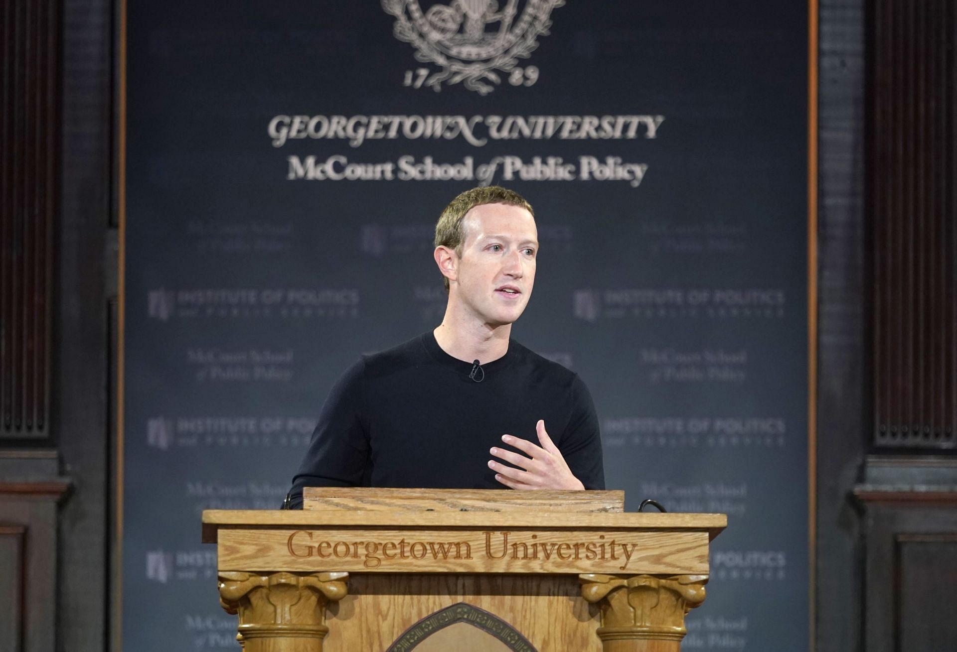 Mark Zuckerberg Talks Free Expression At Georgetown University - Source: Getty