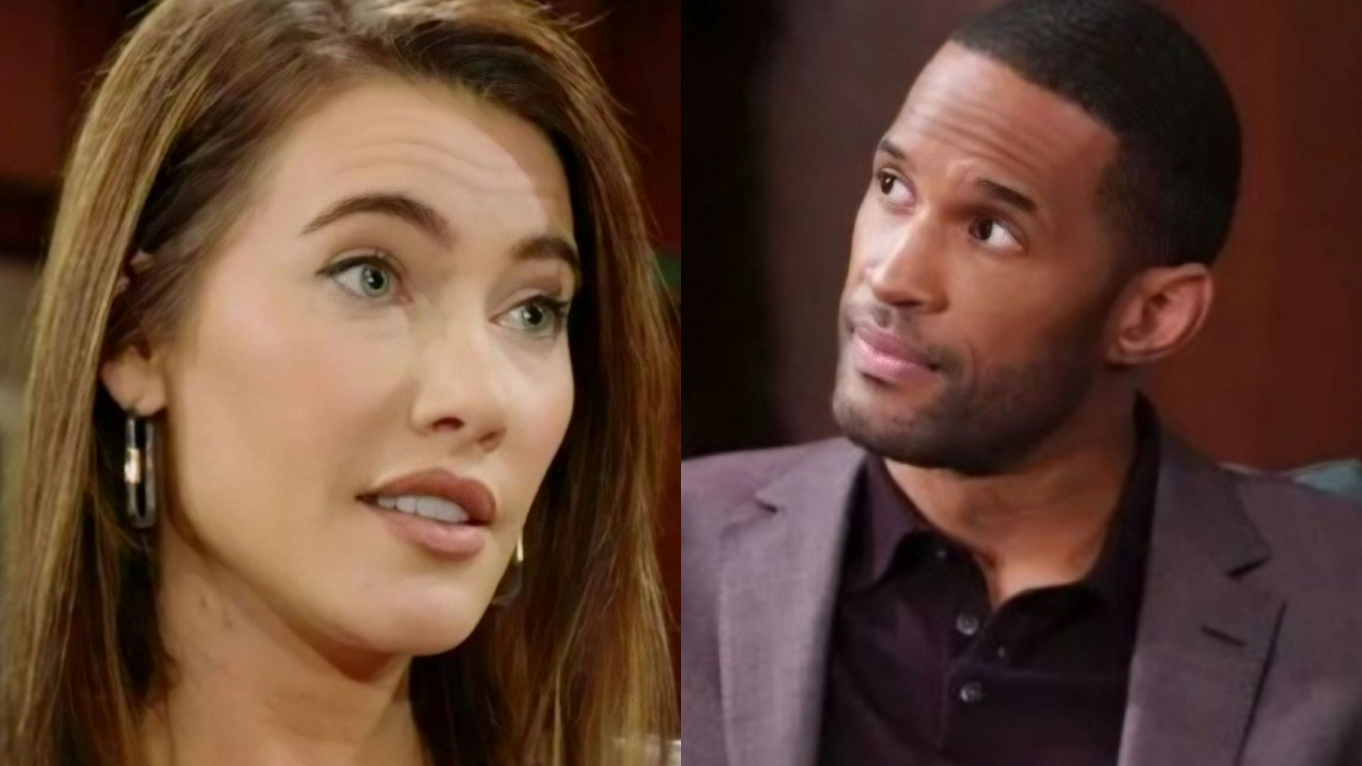 Steffy Forrester and Carter Walton in stills from The Bold and the Beautiful (Images via CBS)