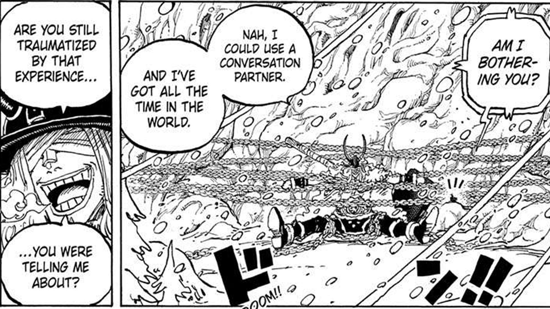 Loki and Mosa&#039;s conversation in One Piece chapter 1134 (Image via Shueisha)