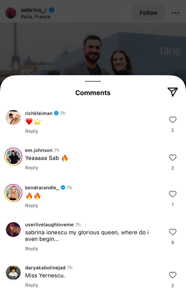 (Credit: Screenshot/Sabrina Ionescu/Instagram)