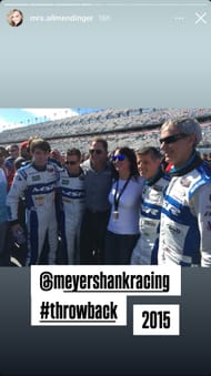 Tara Allmendinger's Instagram story featuring her husband's 2015 team at the Rolex 24 - Image via Instagram/@mrs.allmendinger