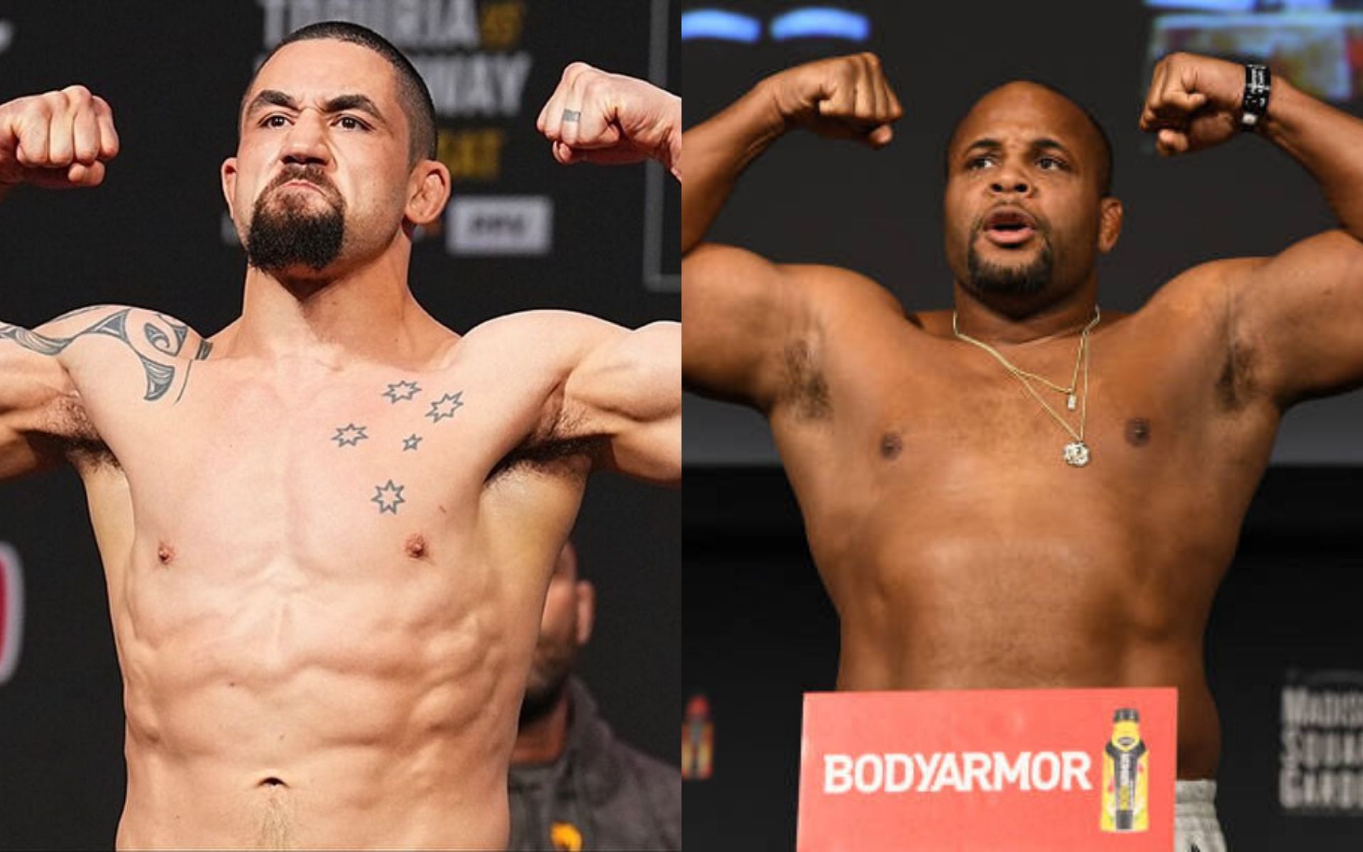 Robert Whittaker (left) is upset with Daniel Cormier (right) for sharing a picture of his injured mouth at UFC 308. [Images courtesy: @robwhittakermma on Instagram and Getty]