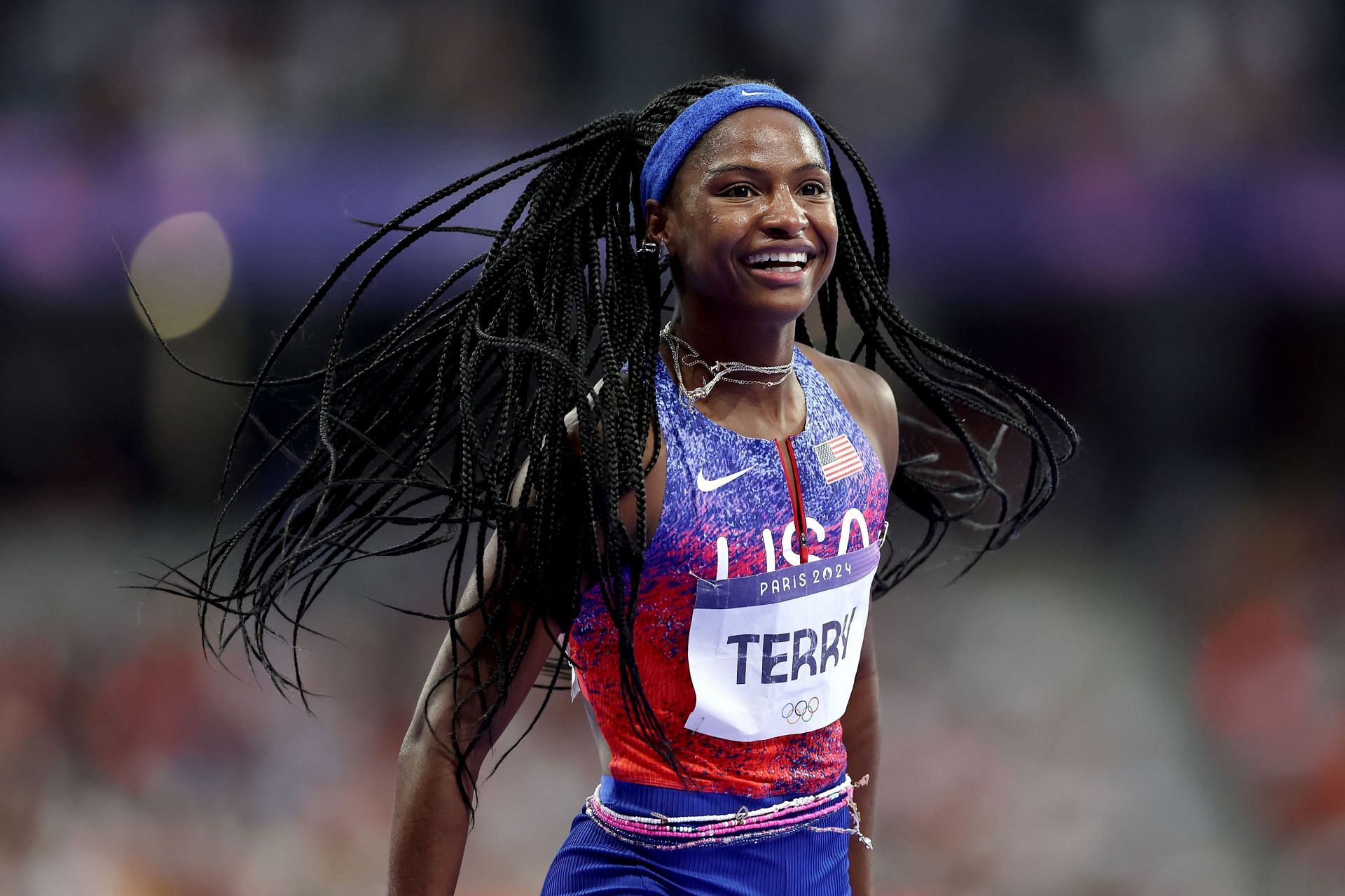 Twanisha Terry celebrating her Olympic win at the Olympic Games Paris 2024: (Source: Getty)