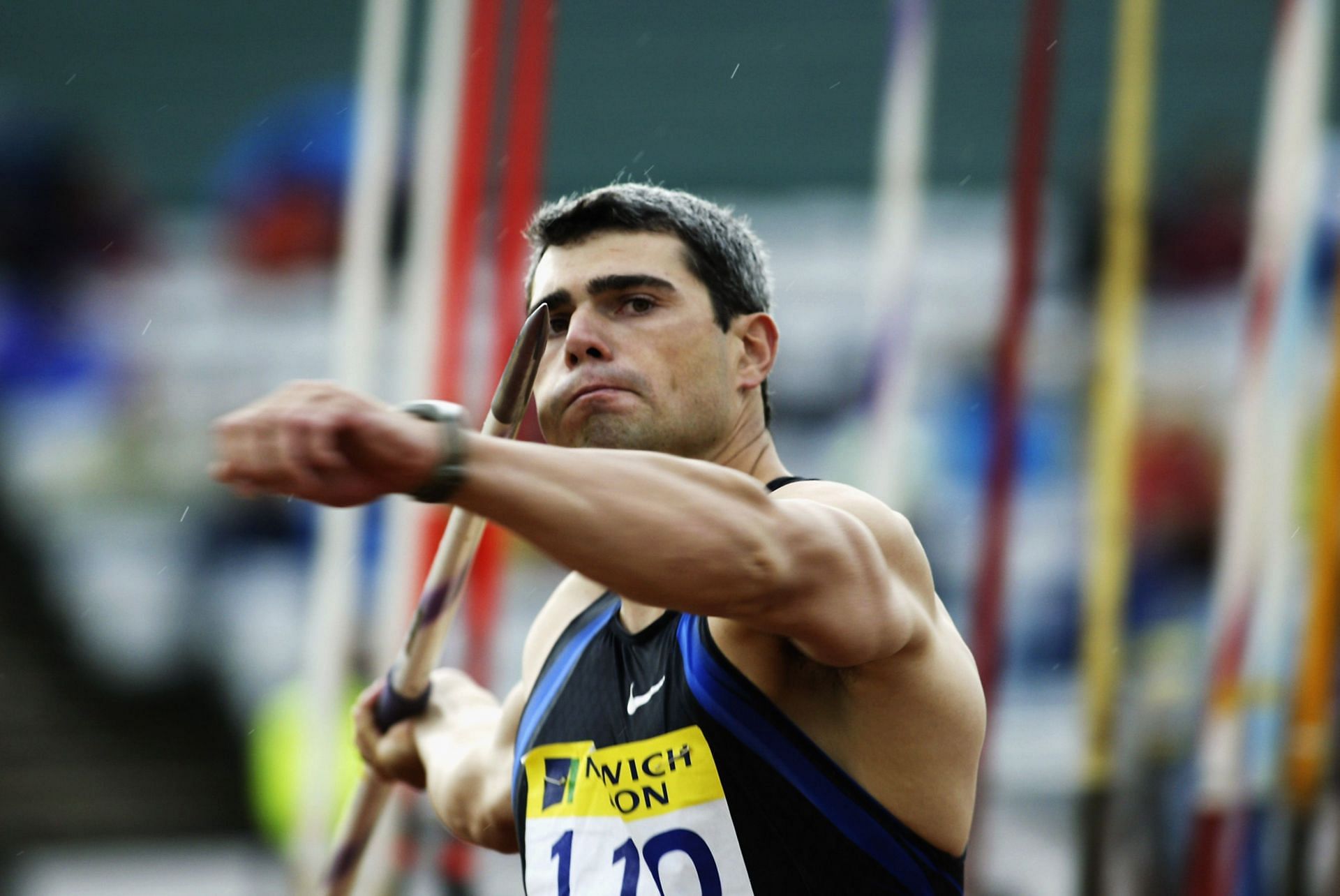 Sergey Makarov of Russia on his way to winning the Javelin - Source: Getty