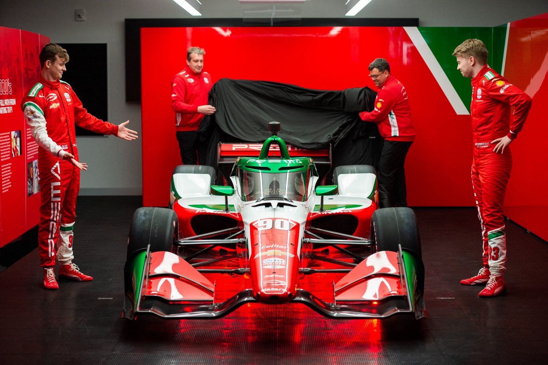 Image credits: X/@PREMA_Team, Robert Shwartzman and Callum Illot revealing the 2025 IndyCar