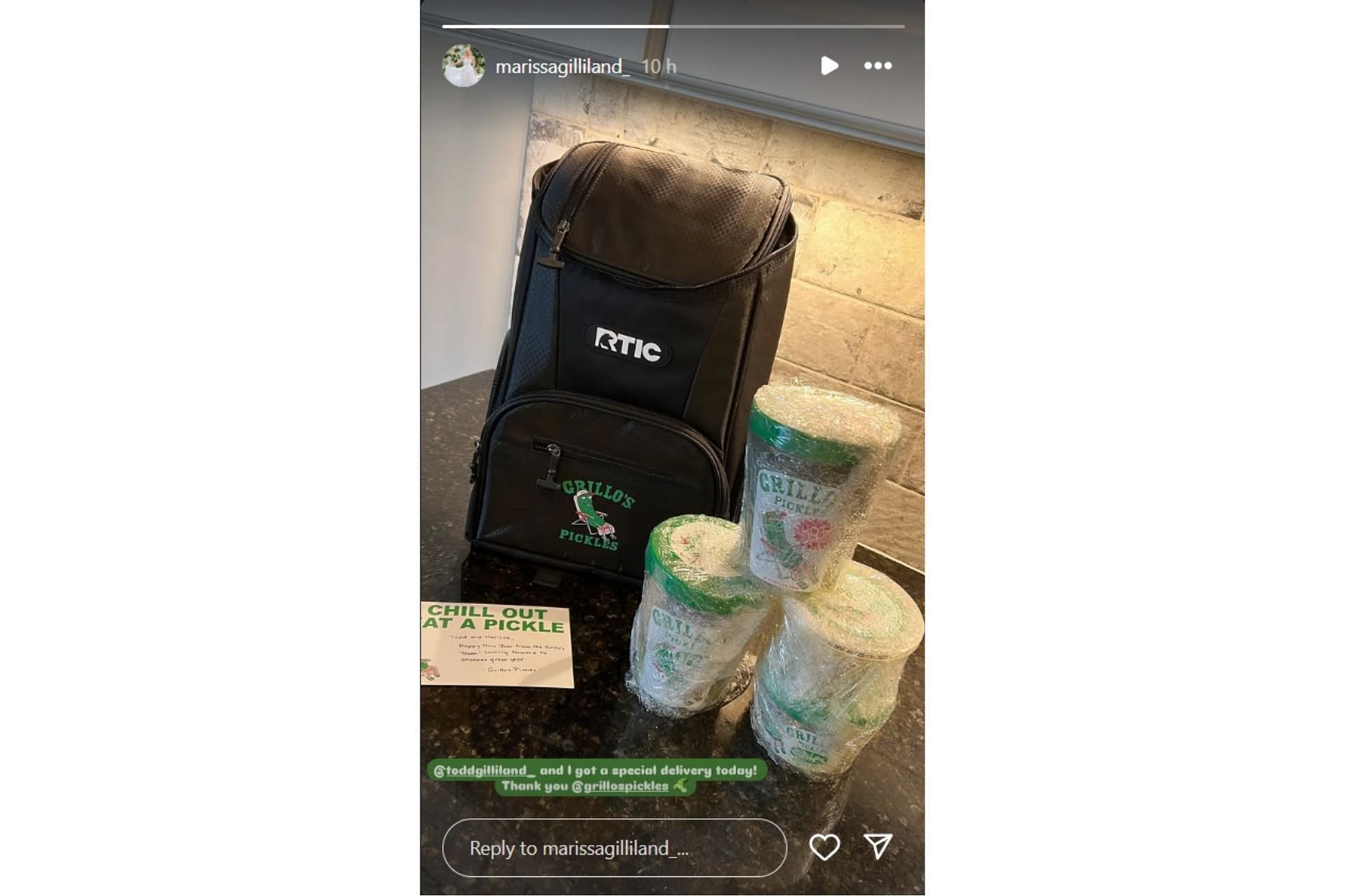 Marissa Gilliland shares a special delivery from Todd&#039;s 2025 sponsors (@marissagilliland on Instagram)